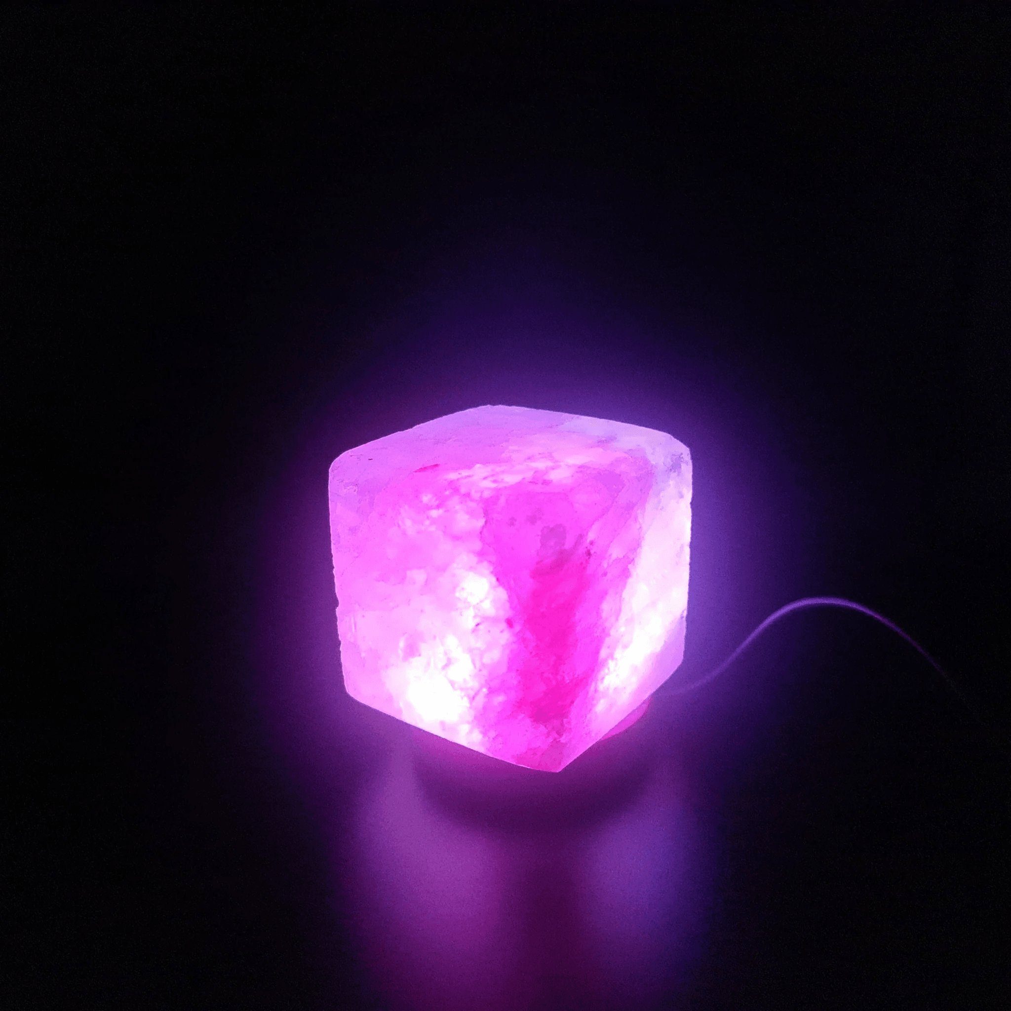 Heimtex Salzkristall-Tischlampe USB Himalaya Würfel - Farbwechsellampe