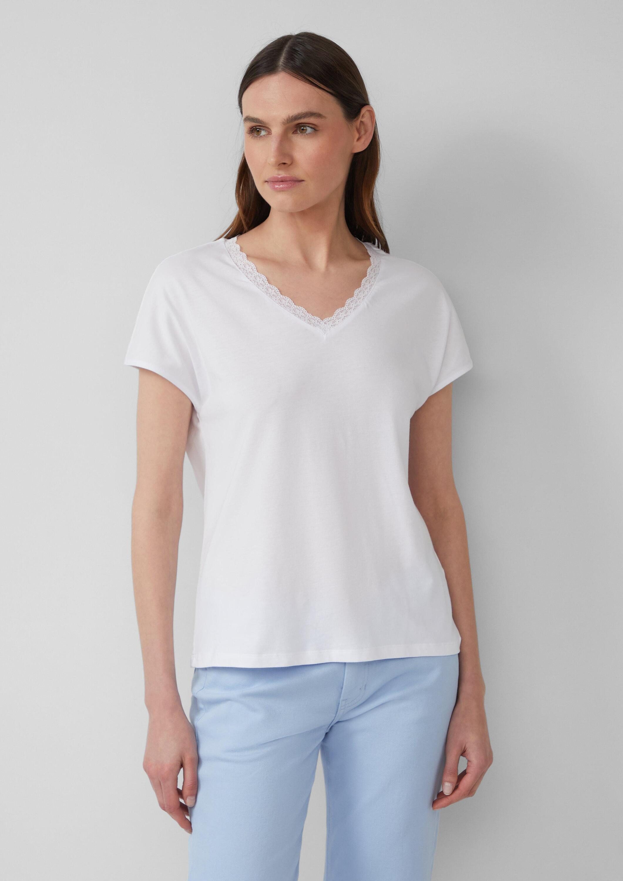 s.Oliver Kurzarmshirt T-Shirt T-Shirt mit Spitze aus Modalmix günstig online kaufen