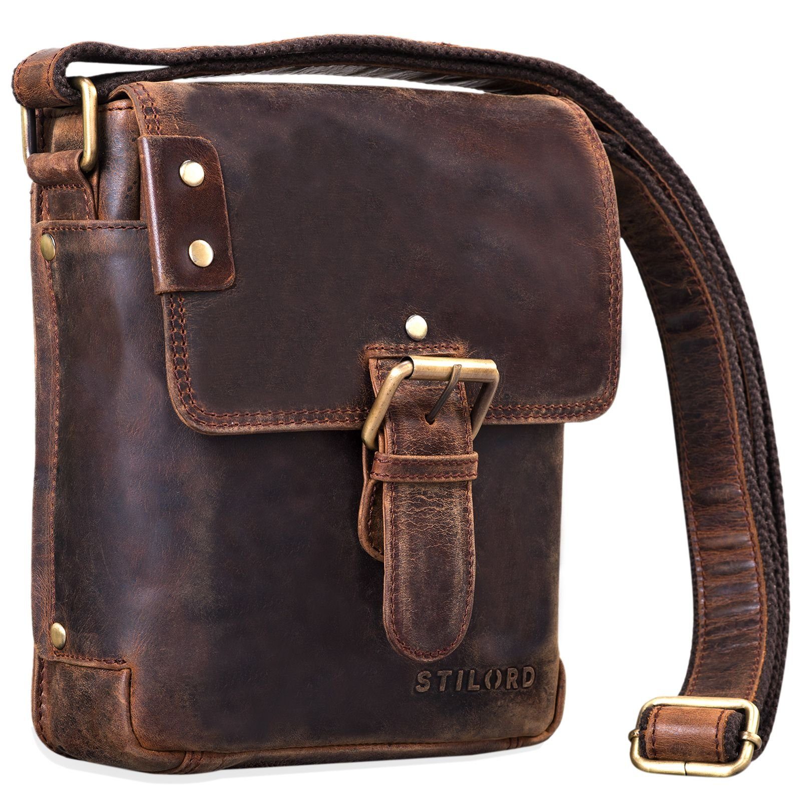 Messenger Messenger Männer STILORD "Alessio" - zamora Bag Leder klein Bag braun