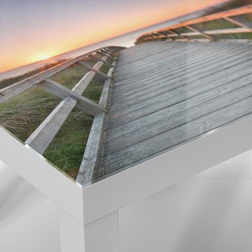 DEQORI Couchtisch 'Strandpfad in Abendsonne', Glas Beistelltisch Glastisch modern