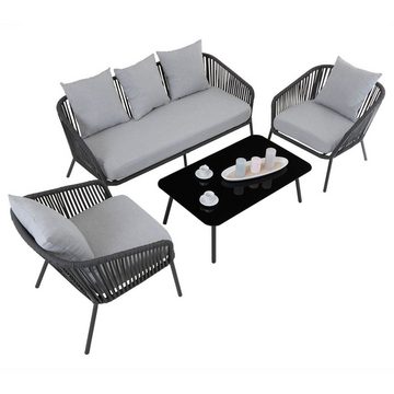 CARO-Möbel Gartenlounge-Set BENGAL, Gartenmöbel BENGAL Loungemöbel Terrassenmöbel schwarz/grau