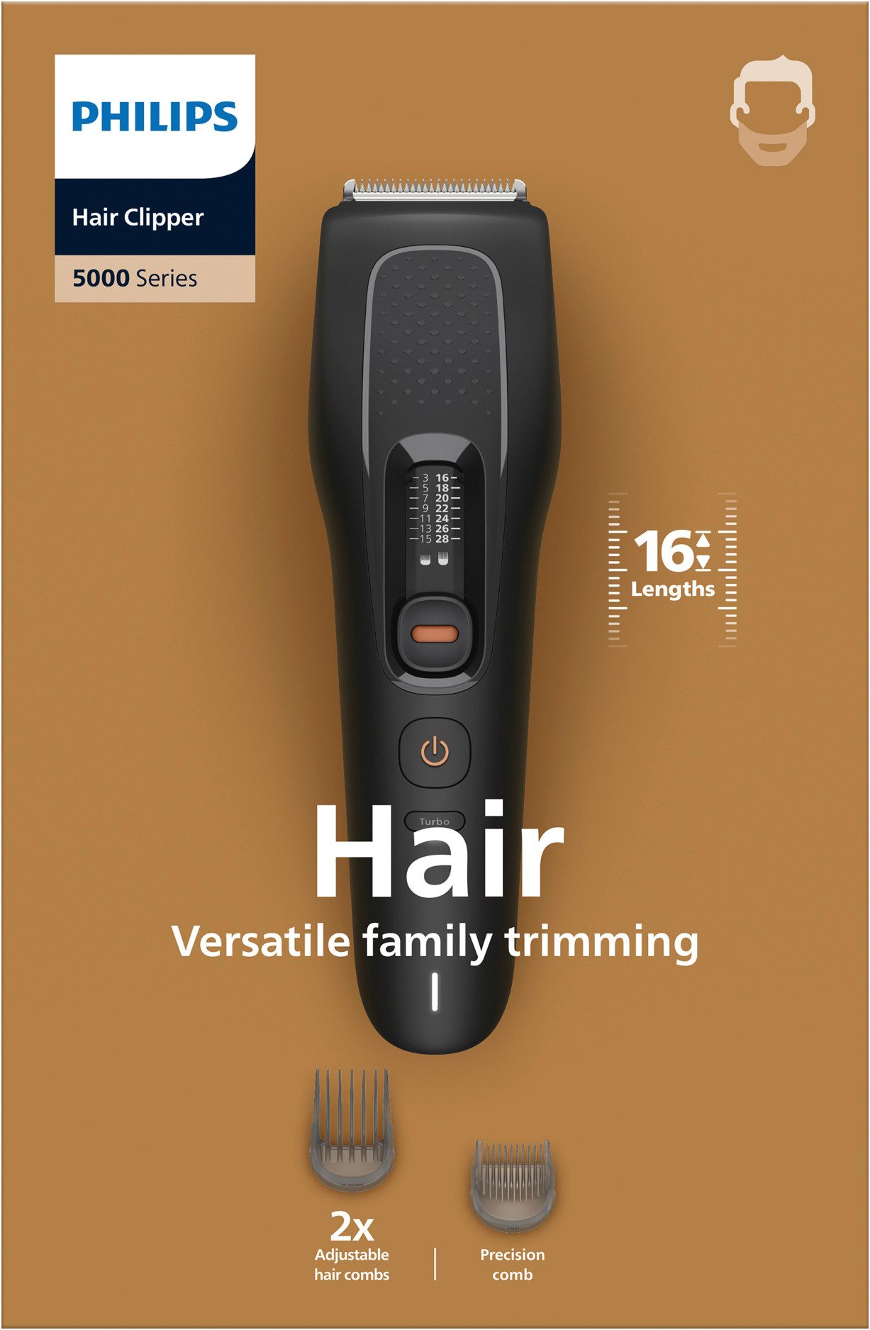 Philips Haarschneider Serie 5000 HC5733/15, 16 Längeneinstellungen, Turbo Modus und PowerAdapt Sensor