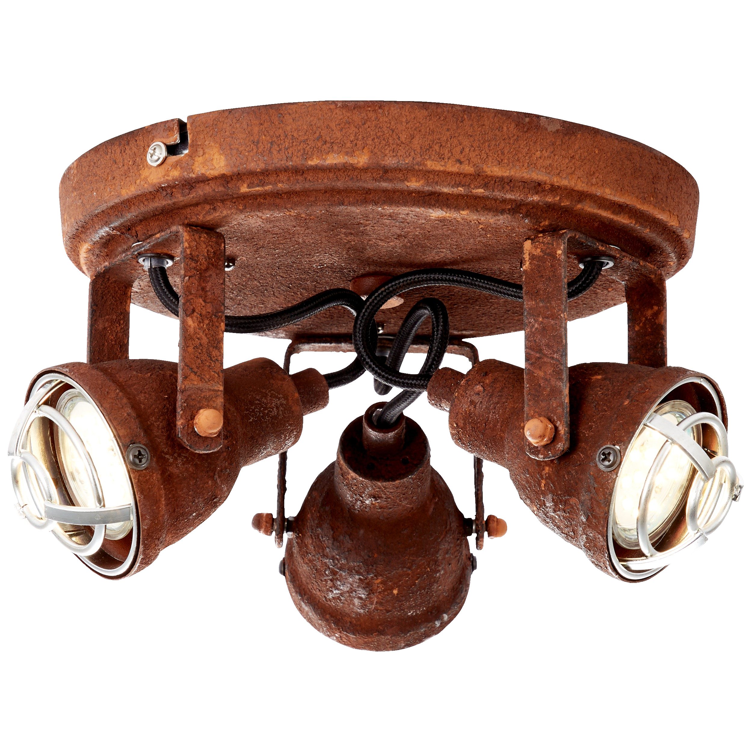 Lightbox Deckenstrahler, ohne Leuchtmittel, Spotrondell, 3-flammig, 3x GU10 max. 4W, Metall, rost/schwarz