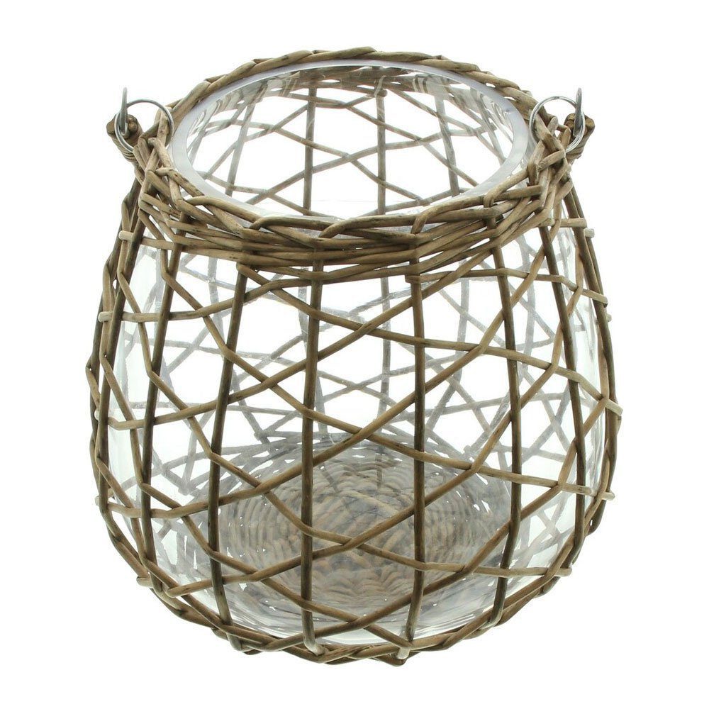 Home-trends24.de Windlicht Windlicht Geflecht Rund Weide Kerzenhalter Laterne Kerzenständer