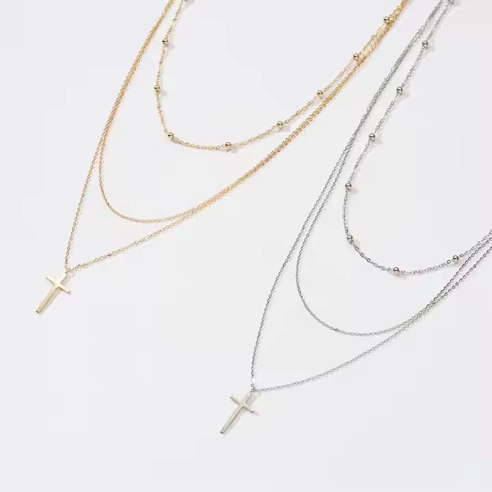 Runde Perlé Kette mit Anhänger Layerkette günstig online kaufen