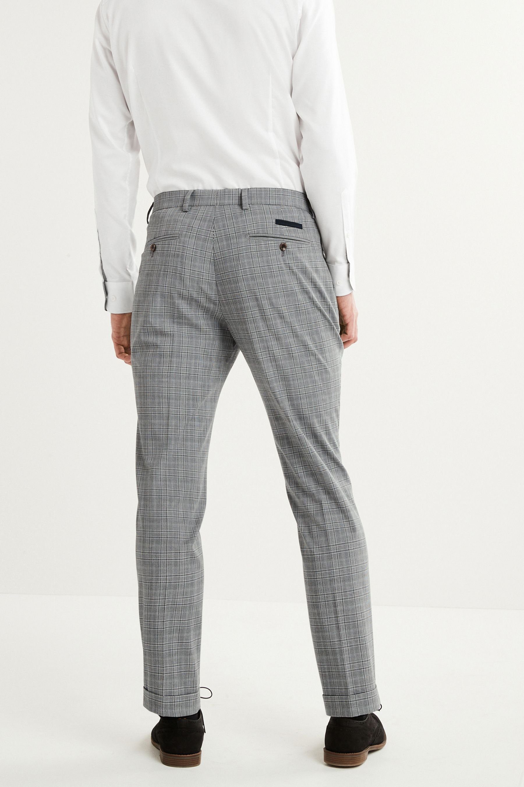 Next Anzughose Anzug Skinny-Fit-Hose Karomuster: mit (1-tlg) Grey