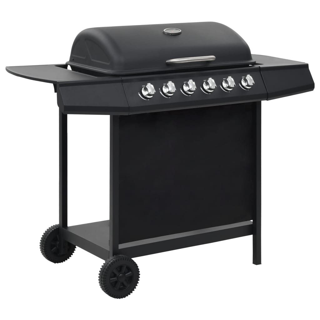 vidaXL Gasgrill Gasgrill mit 6 Flammen Stahl Schwarz