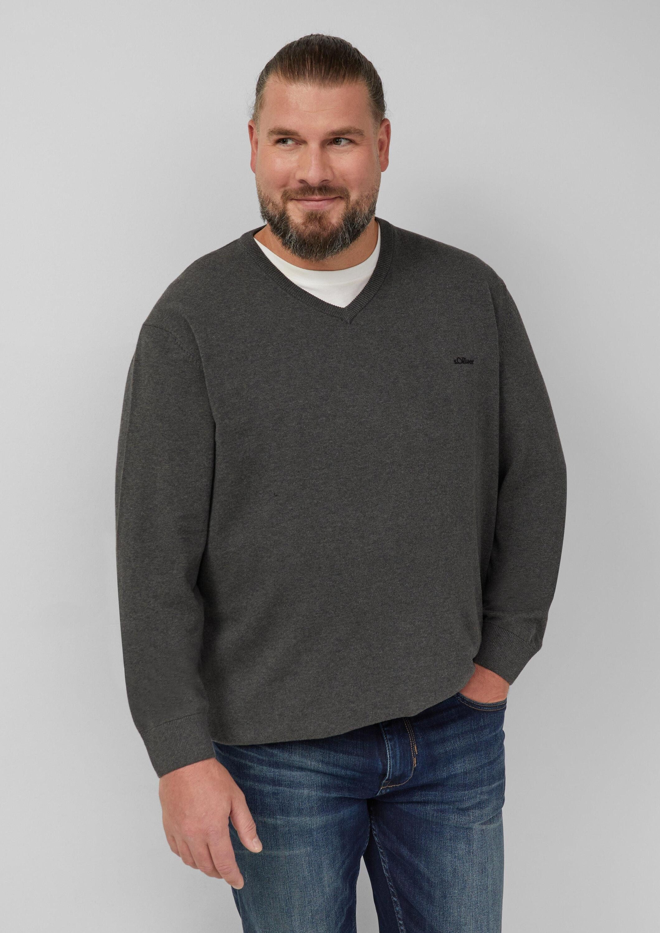 s.Oliver Longpullover Strickpullover Strickpullover mit Logo-Stickerei günstig online kaufen