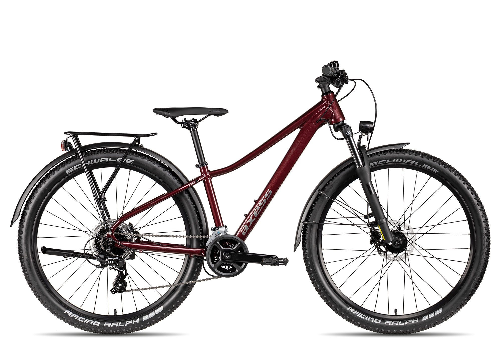 Axess Mountainbike Meea DX, 16 Gang Shimano Tourney RD-TX803 Schaltwerk, Kettenschaltung, hydraulische Scheibenbremse rot/orange