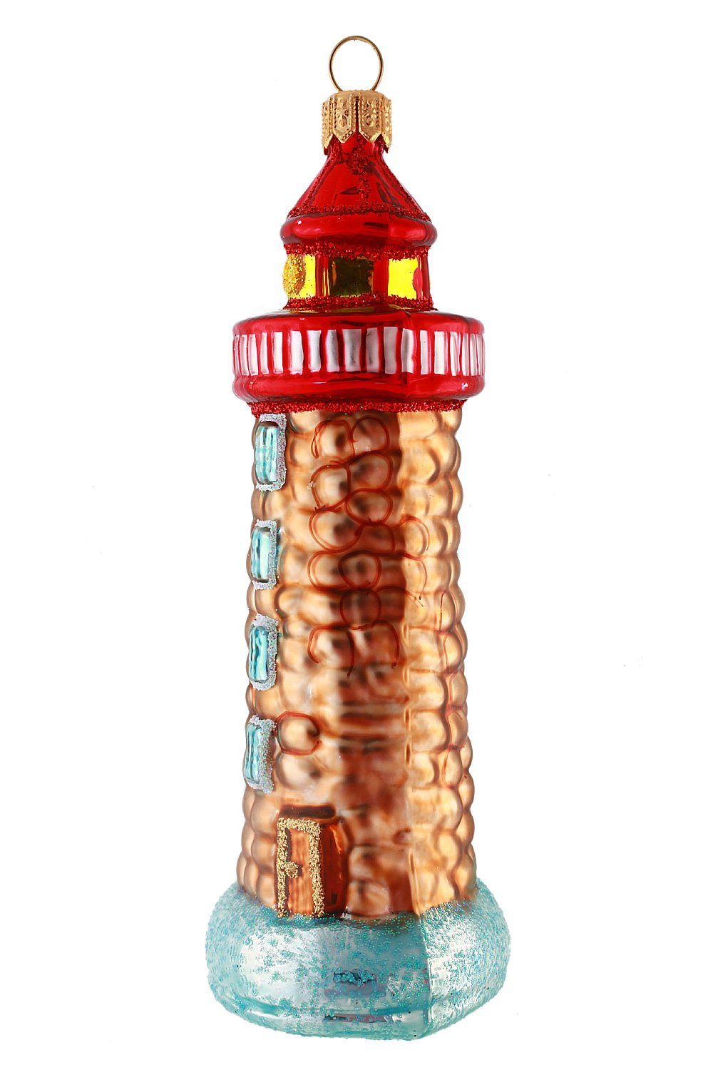 Weihnachtskontor Leuchtturm, handdekoriert Christbaumschmuck mundgeblasen - Hamburger