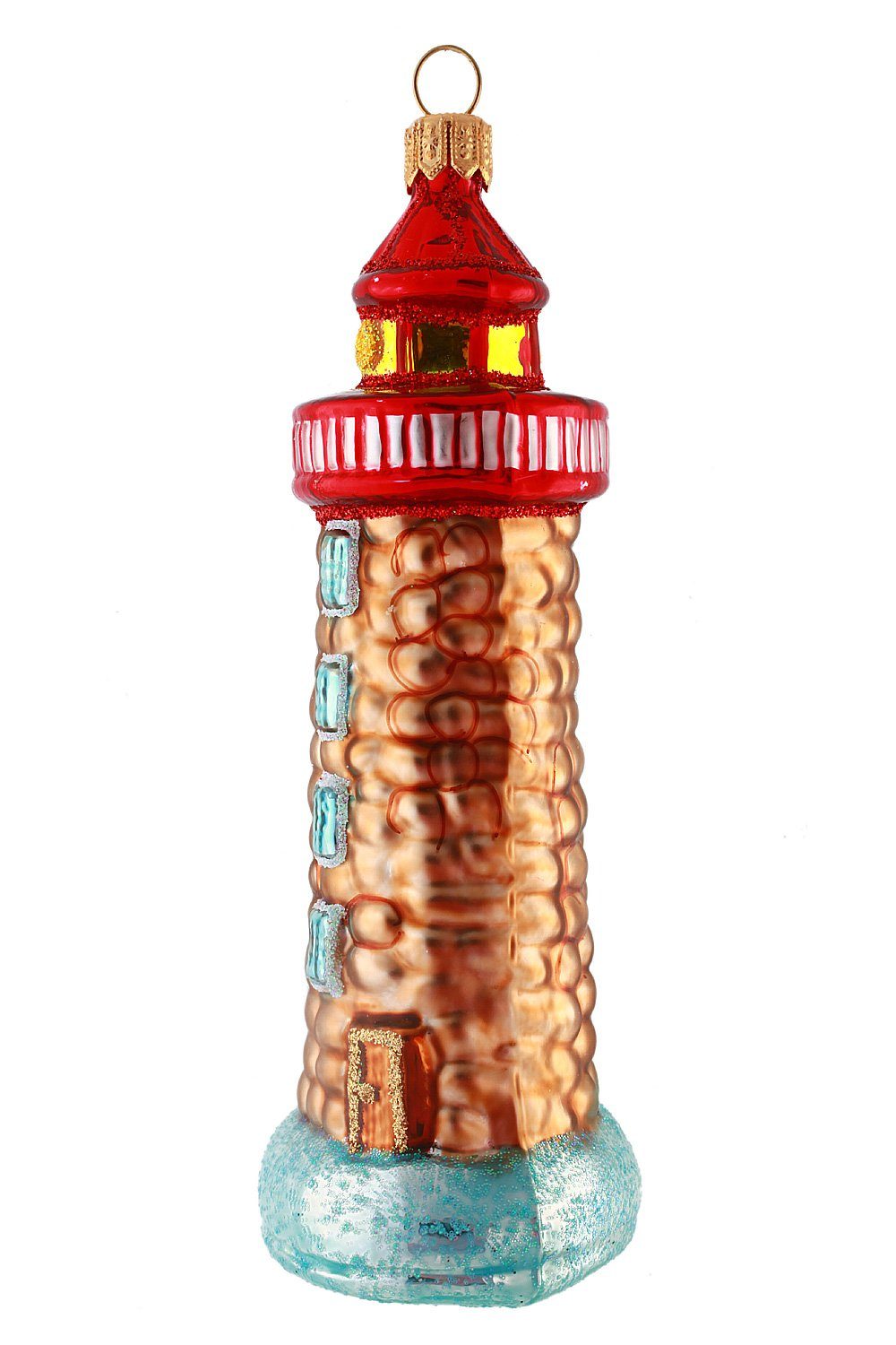 Hamburger Weihnachtskontor Christbaumschmuck Leuchtturm, mundgeblasen - handdekoriert