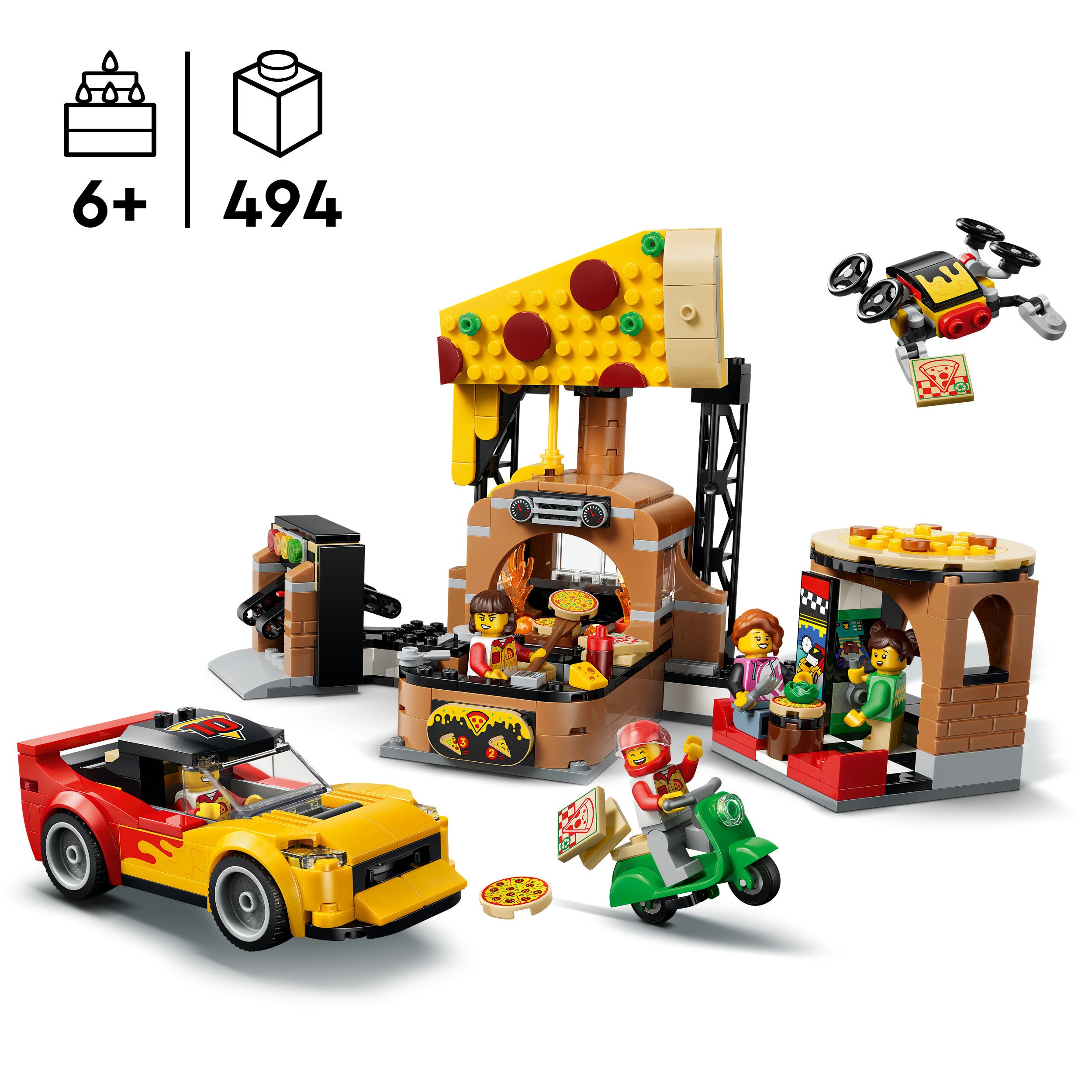 LEGO® Pizza-Liefererlebnis mit Fahrzeugen (60496), LEGO City Konstruktionsspielsteine, (494 St), Made in Europe – Bild 3 von 5