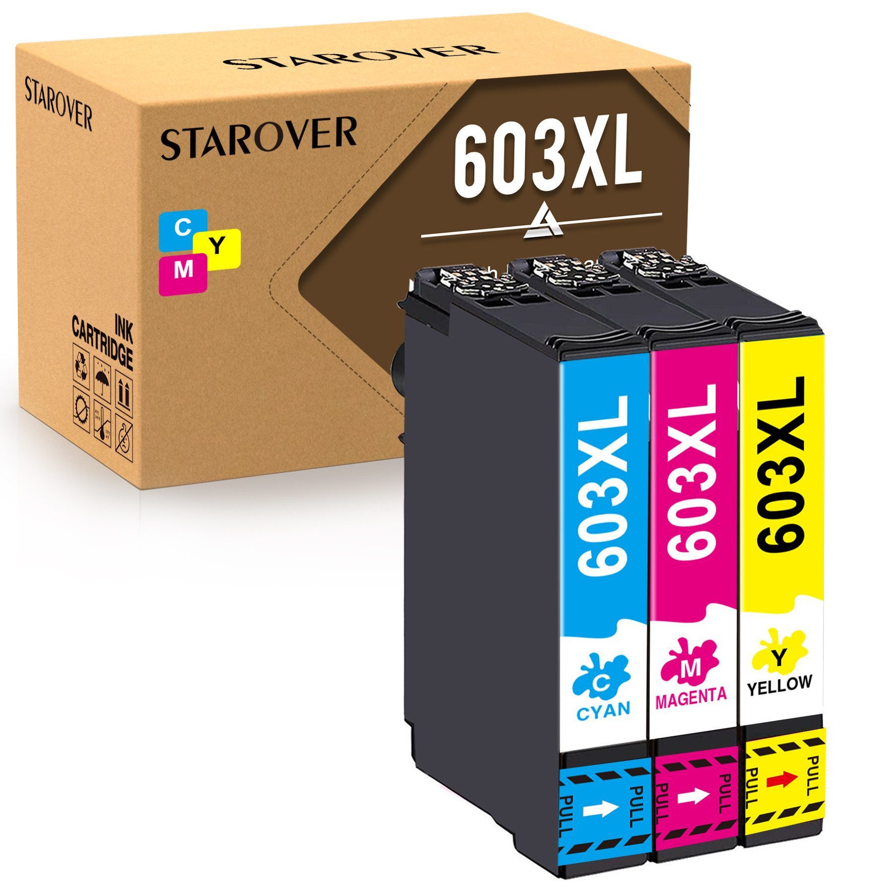 STAROVER 3/4/8er 603XL Kompatibel für EPSON 603 Druckerpatronen Multipack Tintenpatrone (XP-4105 XP-4150 XP-4155 XP3105 XP-3150, WF-2810 WF-2830 XP-2100 XP-2105 XP-2150 XP-2155 XP-3100)