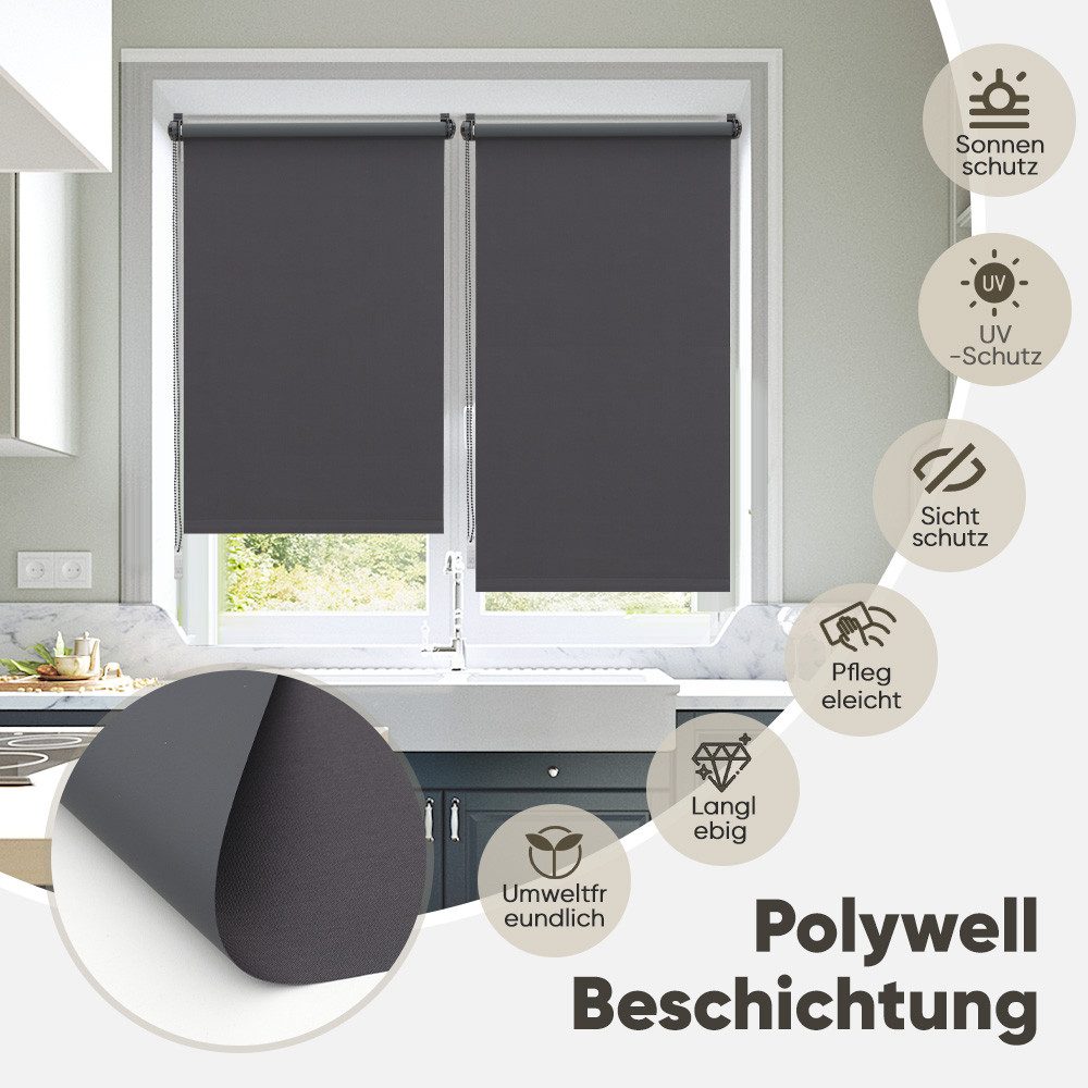 Rollo Verdunkelungsrollo ohne Bohren Seitenzugrollo, Sekey, günstig online kaufen