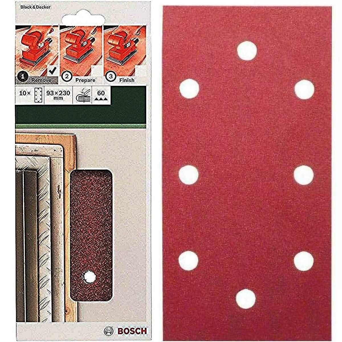 Schleifpapier Klett Schleifblatt 10 x 93 x 230 mm, K 60 120 180 f B & D Schwingschlr