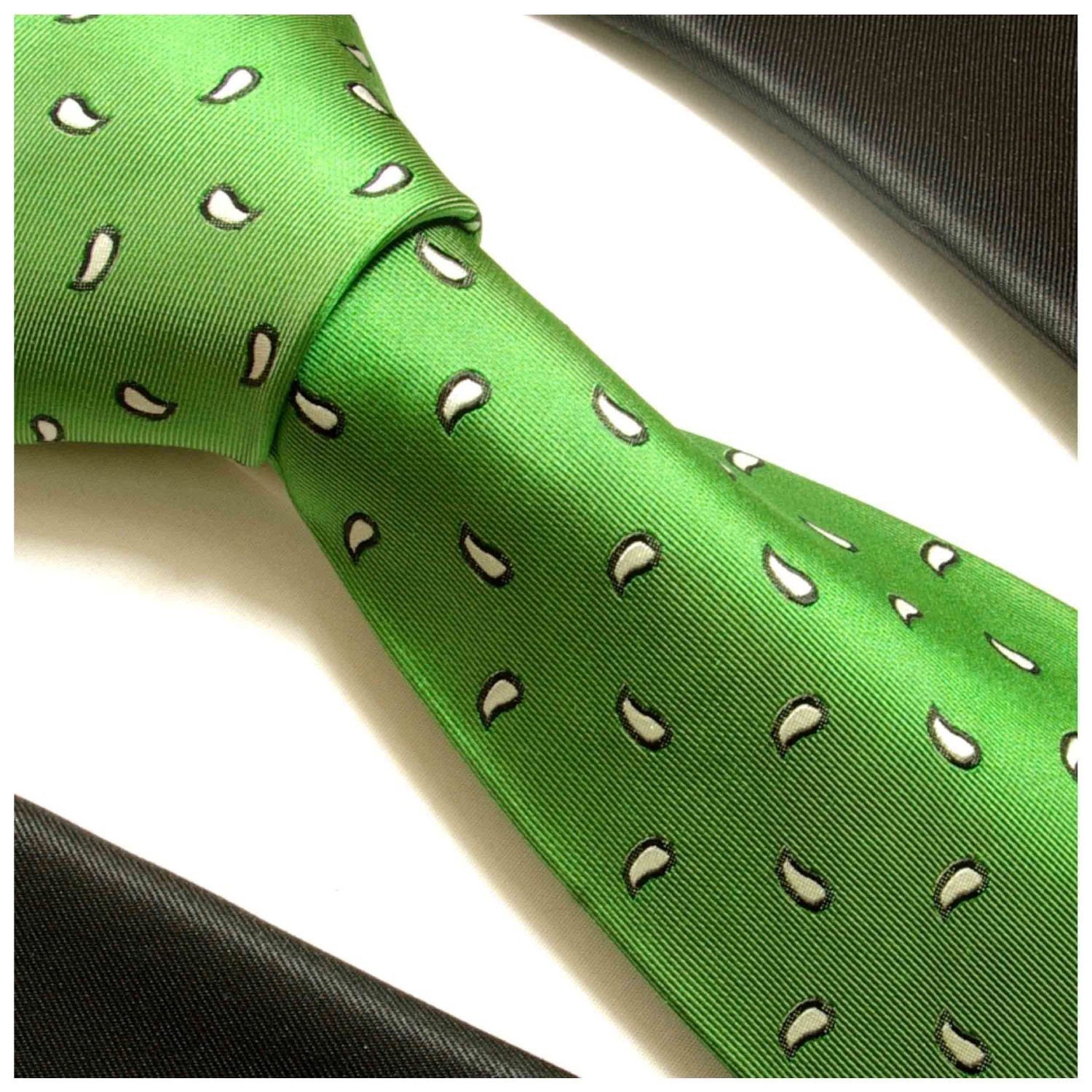 Designer (8cm), Herren Paul Malone Breit Krawatte Seidenkrawatte gepunktet 100% Schlips 717 modern Seide grün