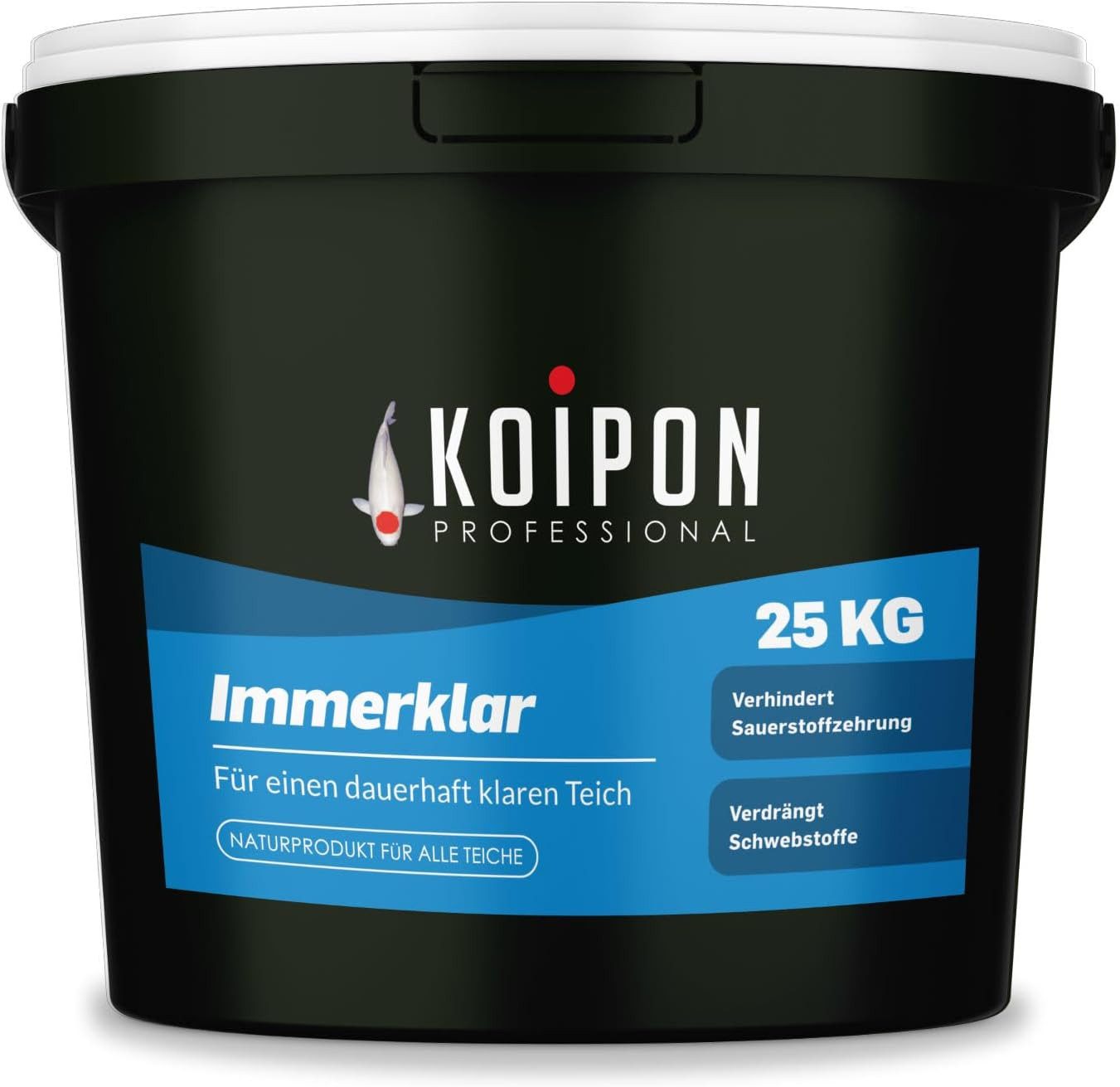 KOIPON Teichpflege KOIPON Immerklar Teichwasseraufbereiter gegen Schwebealgen, Ohne Chemie, Made in Germany, Natürliche Inhaltsstoffe, Dauerhaft klar