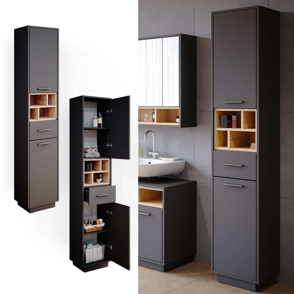 Vicco Hochschrank Beatrice, Anthrazit/Sonoma, 38 x günstig online kaufen