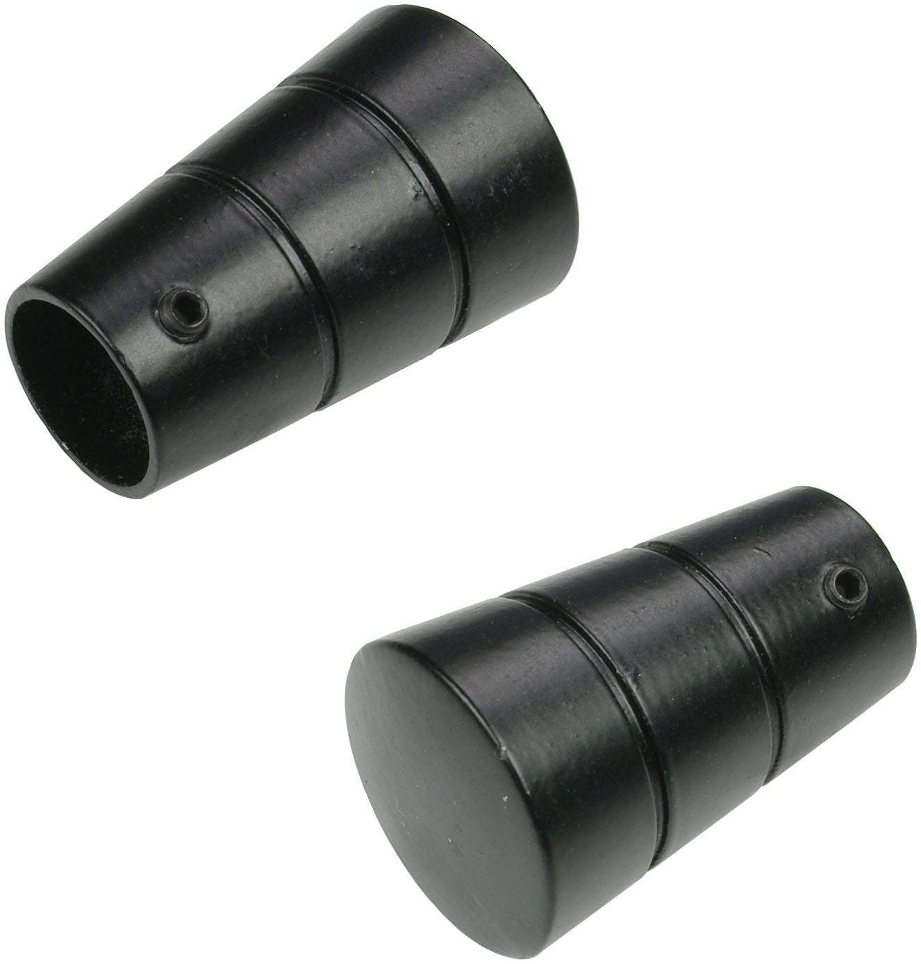 Gardinen, Gardinenstangen Concav schwarz für 16 mm Ø Rille, (Set, mit 2-St), Liedeco, Gardinenstangen-Endstück