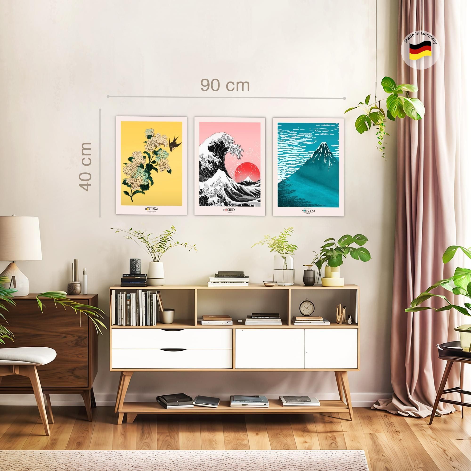 Novart Wandbild Japan Hokusai Abstrakt Wandbilder XXL Wandbild Wand Deko Bilder, Hokusai