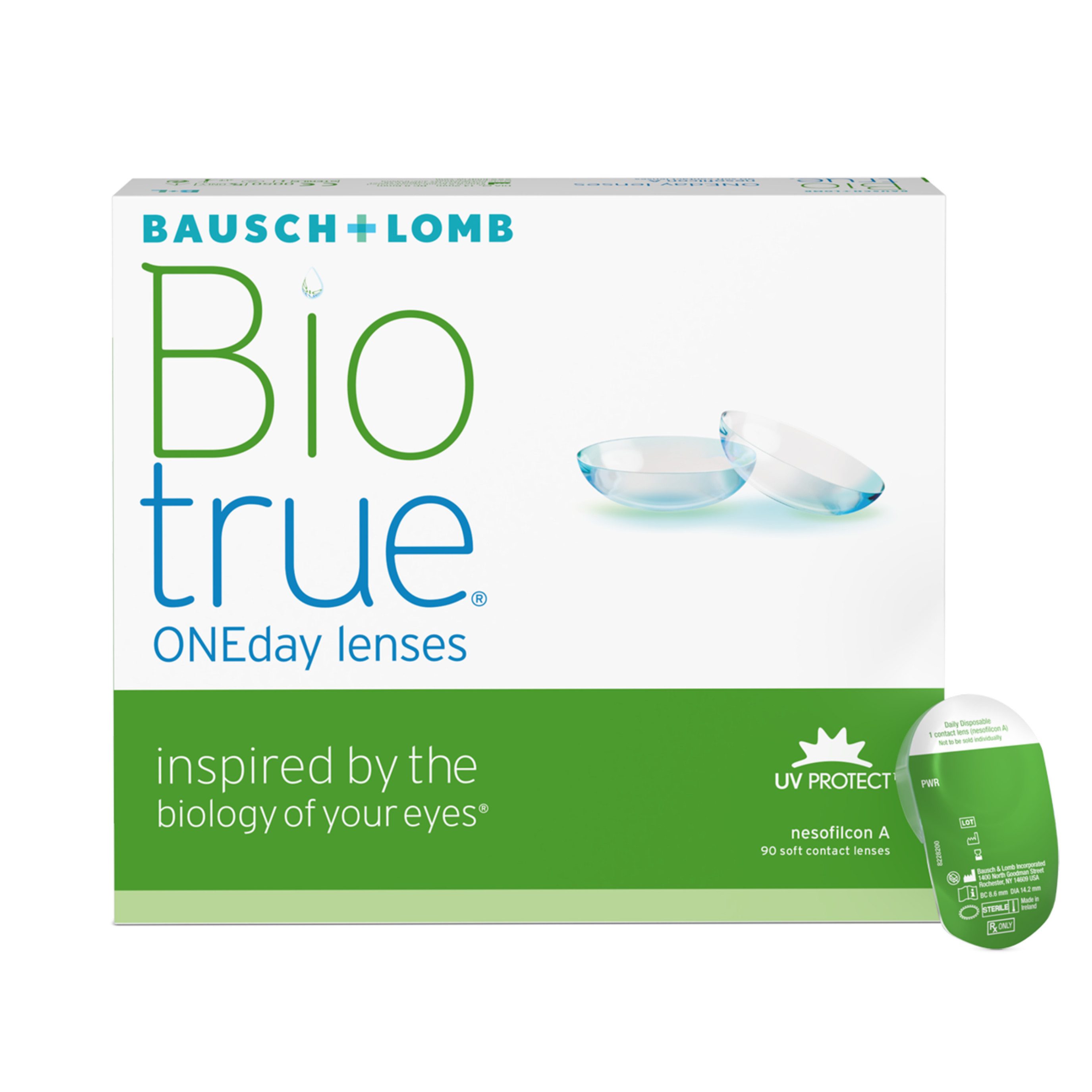 BAUSCH + LOMB Tageslinsen Biotrue ONEday, sphärische Kontaktlinsen, weich, 90 Stück / BC 8.6 mm / DIA 14.2 mm