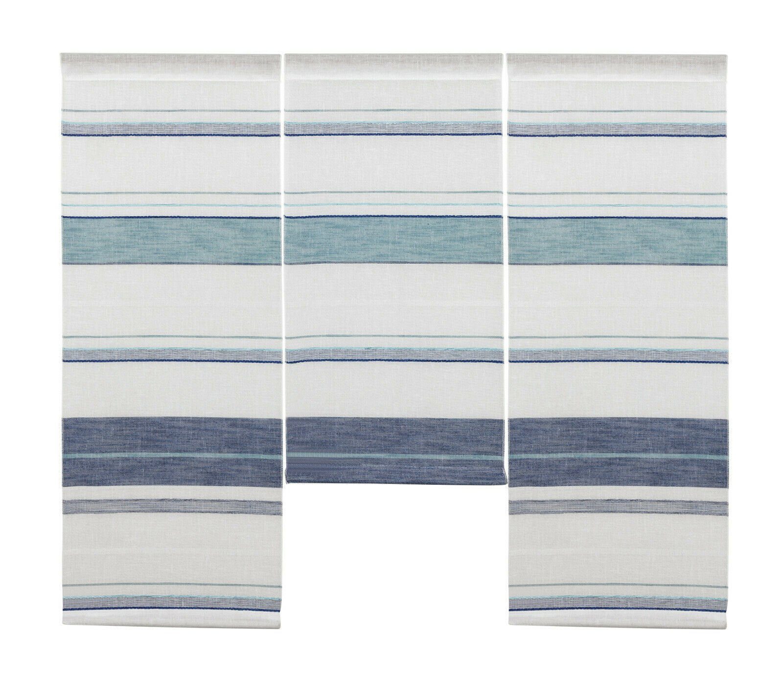 Clever-Kauf-24 Scheibengardine Design Mini Flächenvorhang Set, blau Leinen, günstig online kaufen