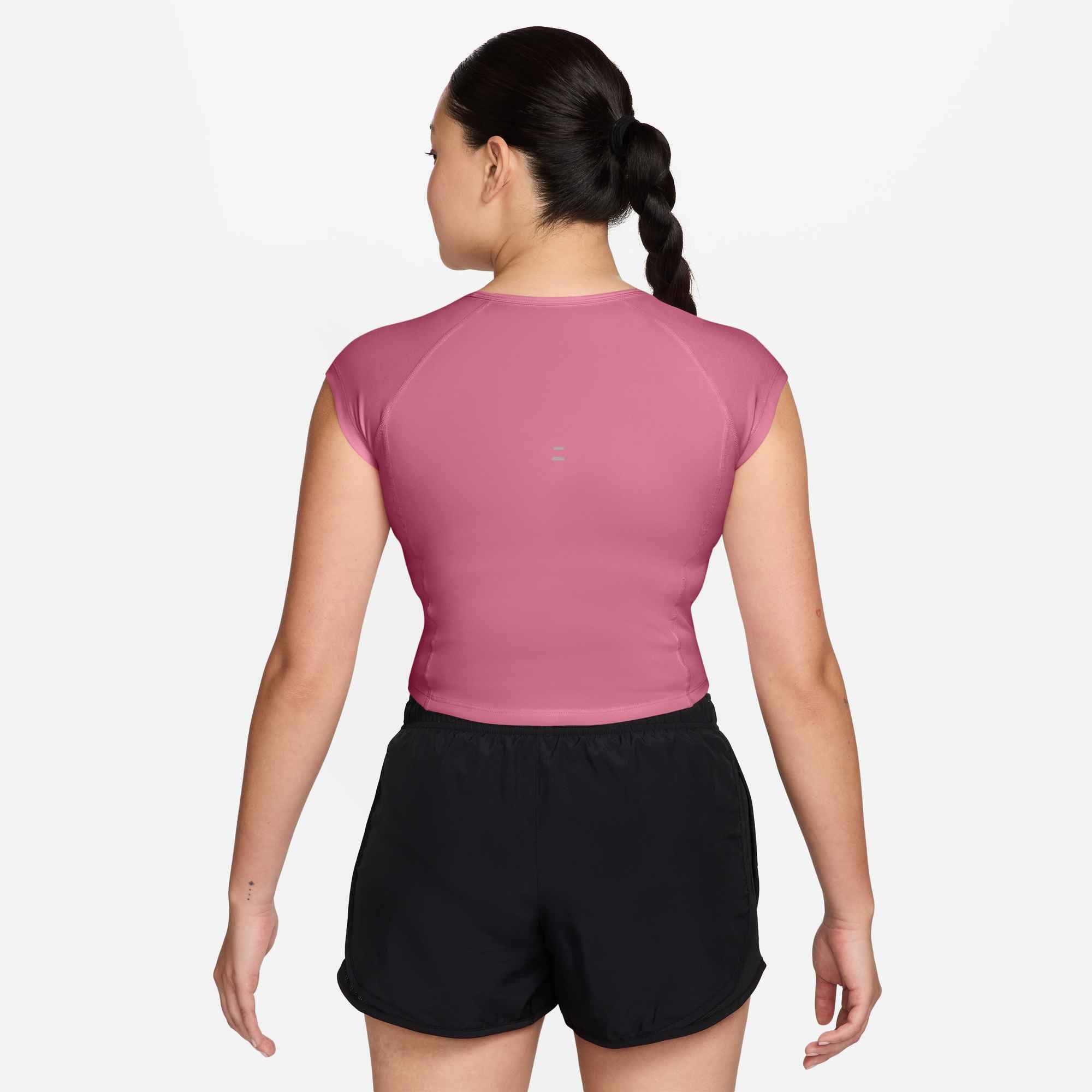 Nike Lauftop W NK TEMPO SWOOSH RUN DF SS mit Rundhalsausschnitt, normale Länge, ohne Verschluss, aus Polyester