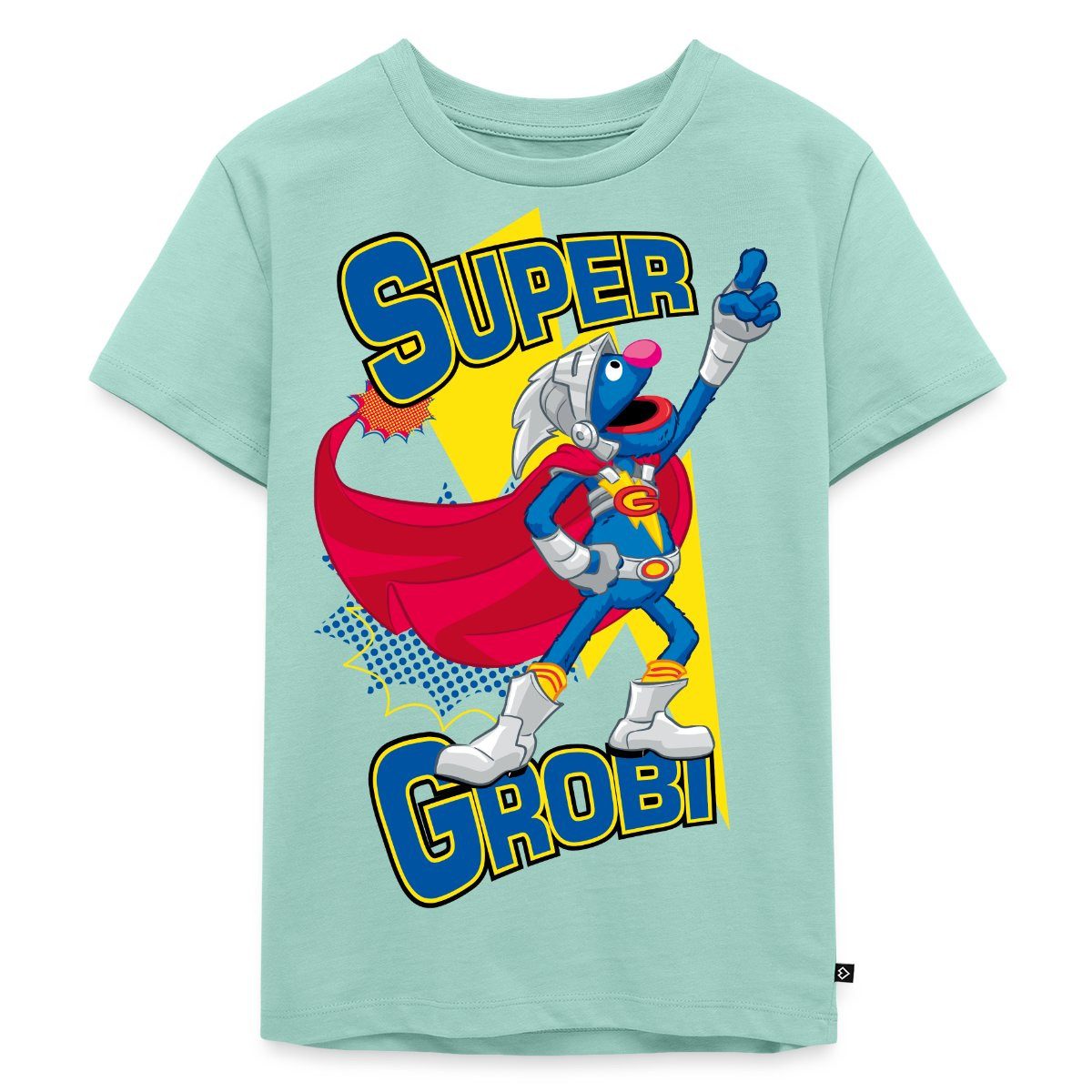 T-Shirt Sesamstraße Grobi Supergrobi Superheld Kinder Premium T-Shirt