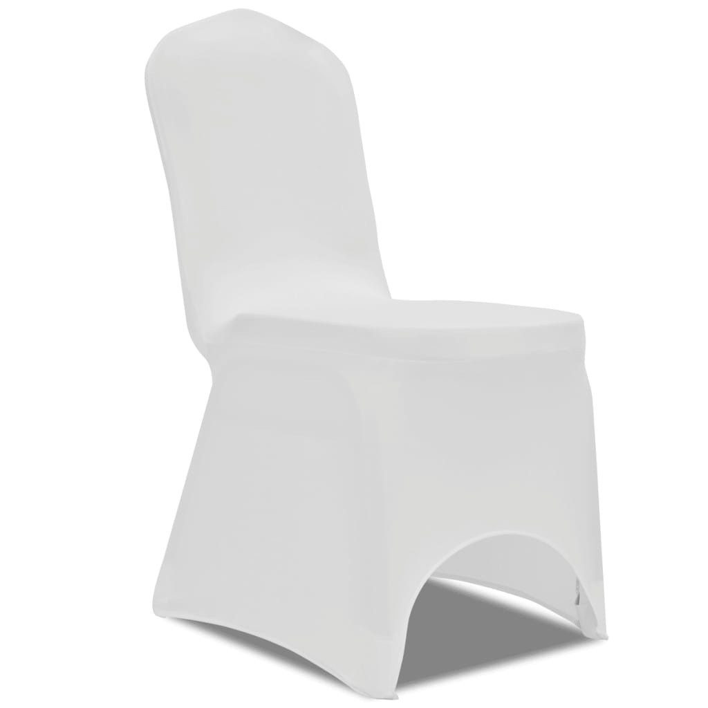 vidaXL Hussen-Set 6 x Stuhlhusse Stretchhusse weiß