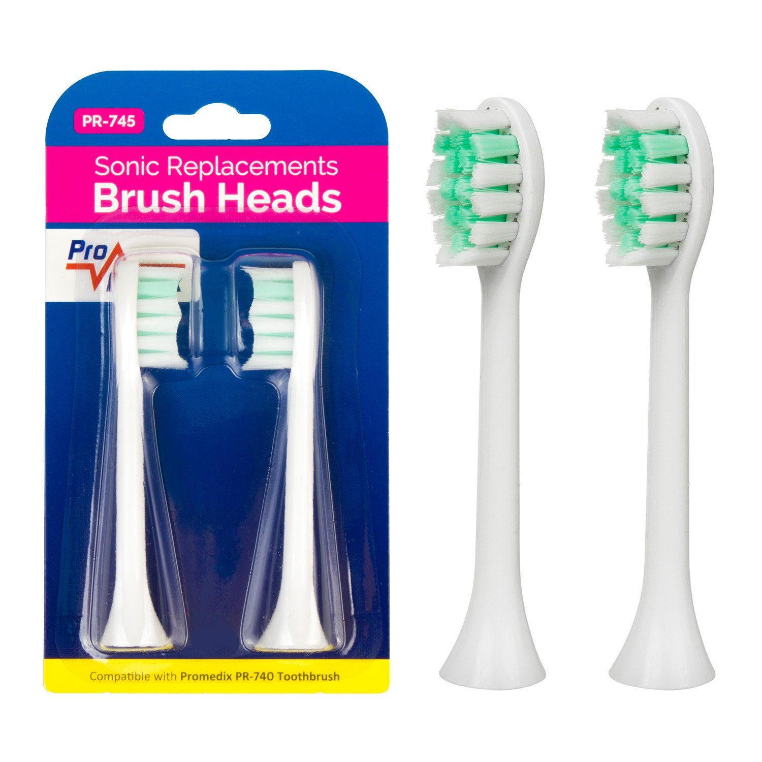 Promedix Aufsteckbürsten PR-745, 2x Ersatzbürsten-Set für Promedix PR-740/PR-750