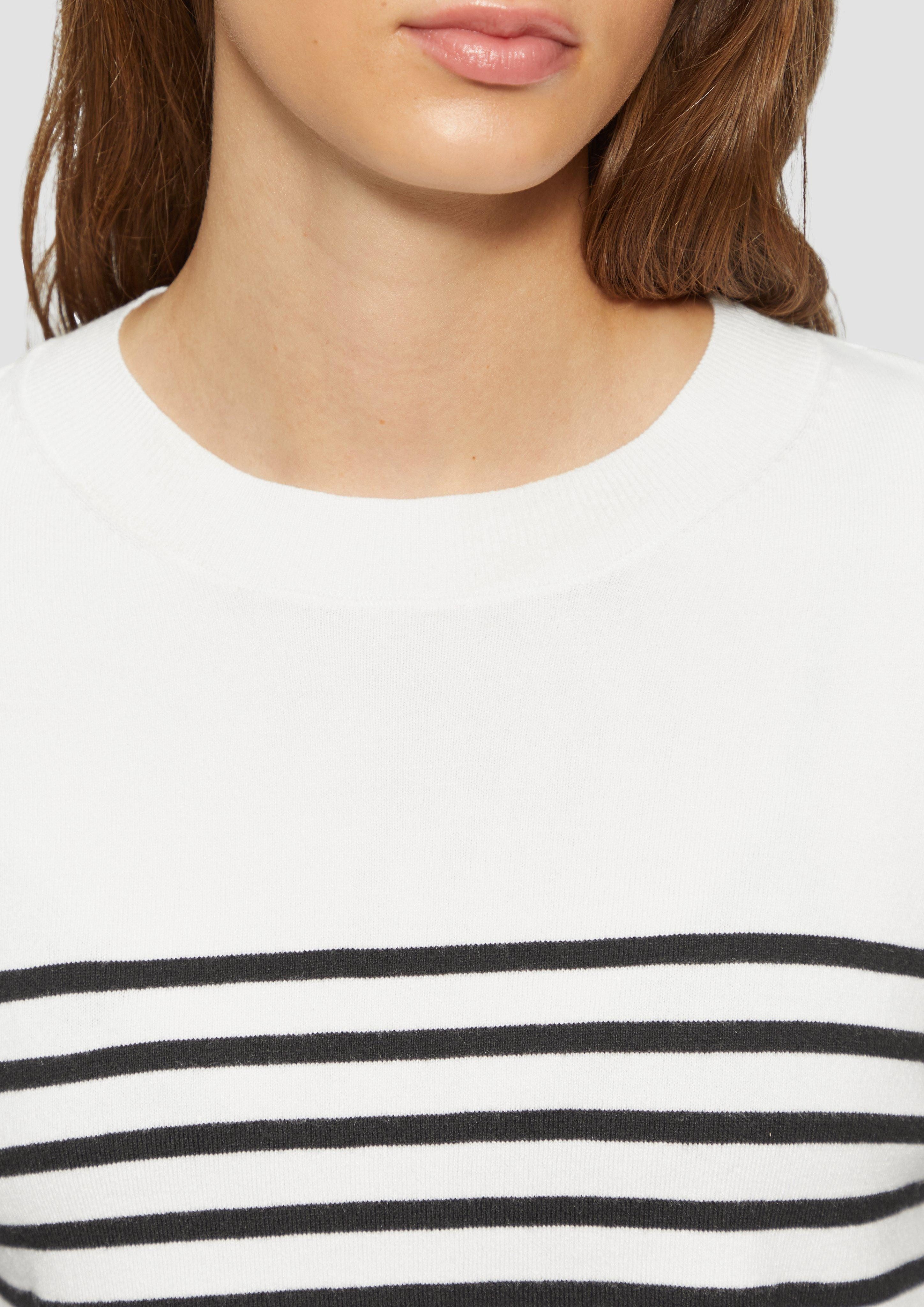 s.Oliver Strickpullover Gestreifter Pullover aus Viskosemix günstig online kaufen