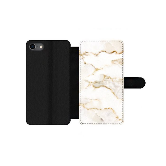 MuchoWow Handyhülle Marmor - Limette - Gold - Luxus - Marmoroptik - Weiß Handyhülle Telefonhülle Apple iPhone SE (2020)