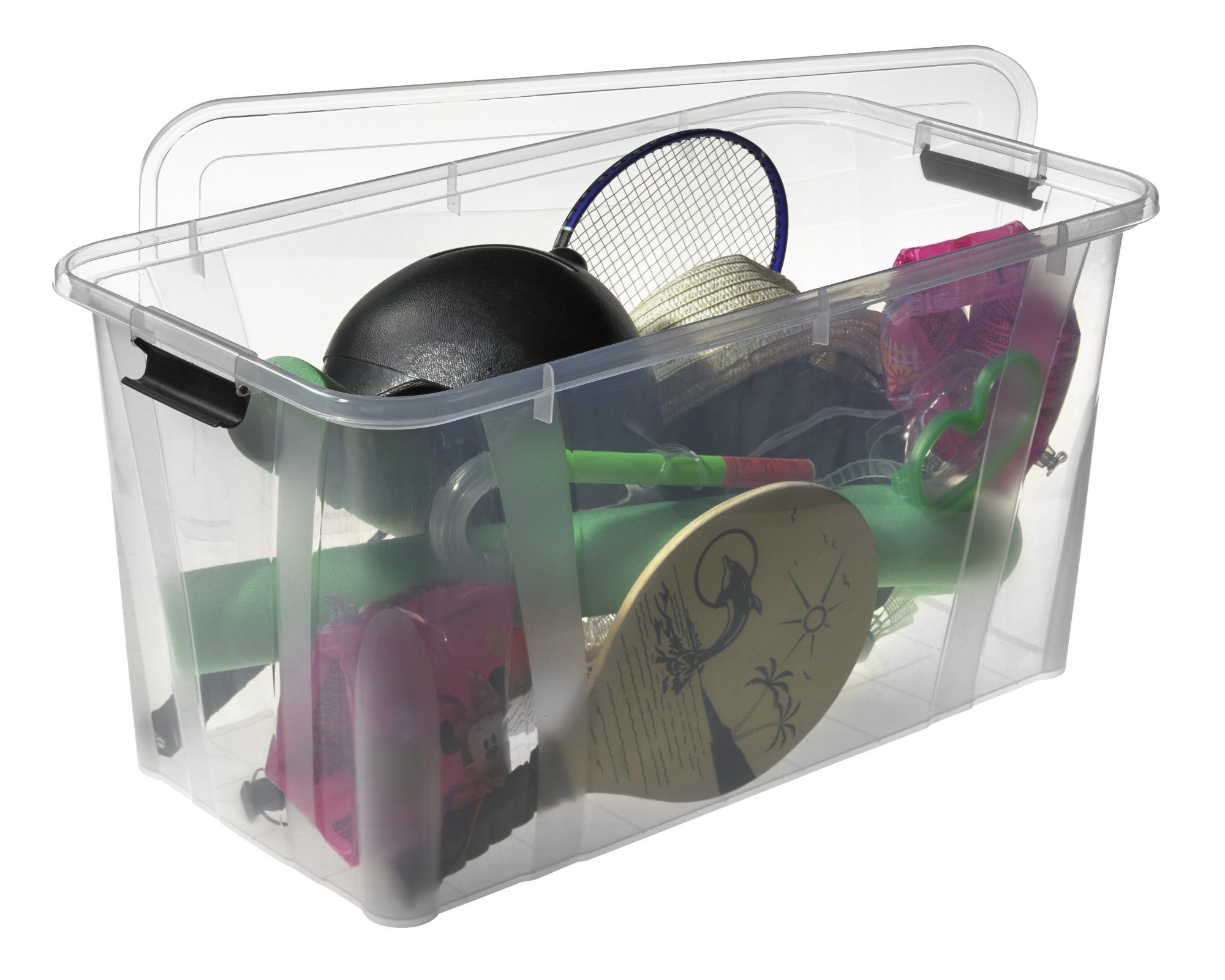 Logiplast Aufbewahrungsbox 3 x Premium Aufbewahrungsboxen, 80 Liter (Spar-Set, 3 Stück), lebensmittelecht, stapelbar und nestbar, transparent
