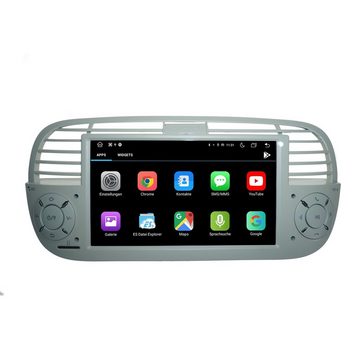 TAFFIO Für Fiat 500 (Beige) 7" Touchscreen Android Autoradio GPS CarPlay Einbau-Navigationsgerät