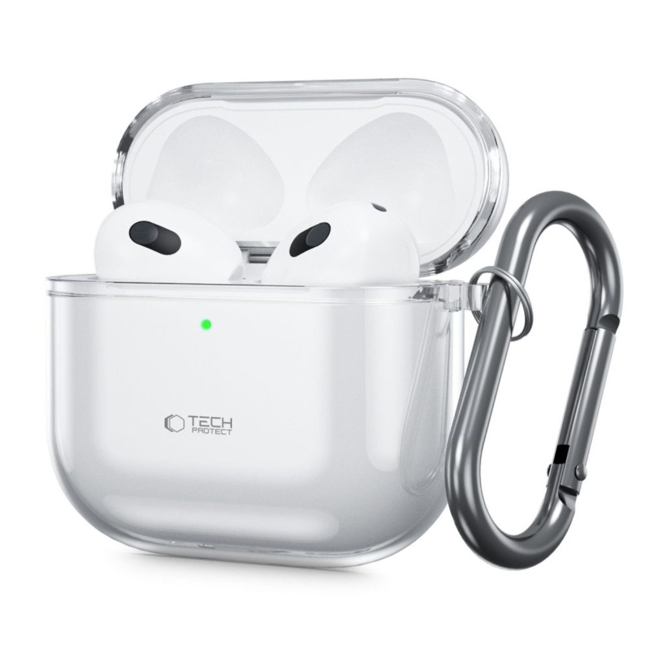 TECH PROTECT Kopfhörer-Schutzhülle FlexAir für Apple AirPods 4, Transparente TPU-Schutzhülle mit Befestigungsring