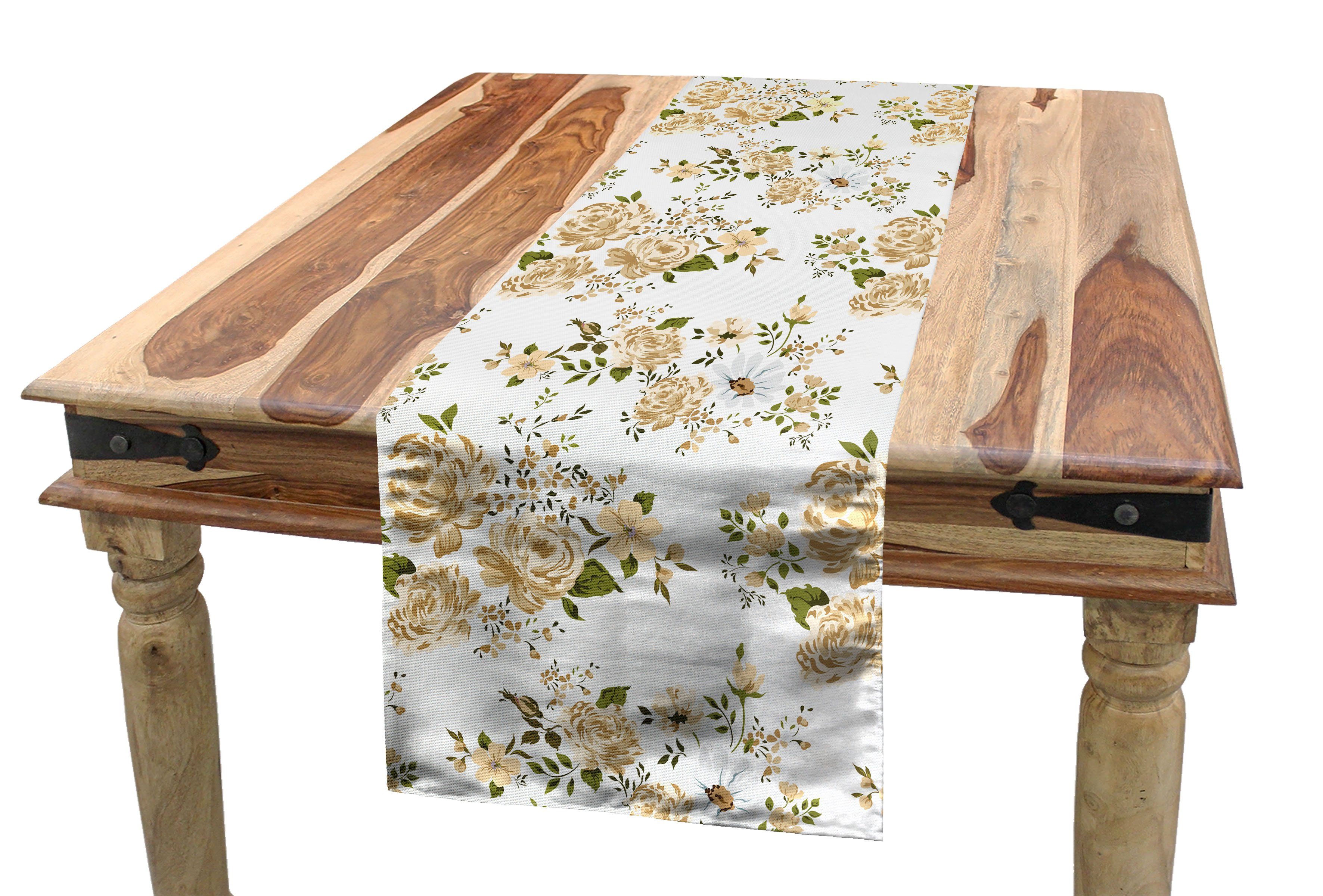 Abakuhaus Tischläufer Esszimmer Küche Rechteckiger Dekorativer Tischläufer, Blumen Floral Roses Vector