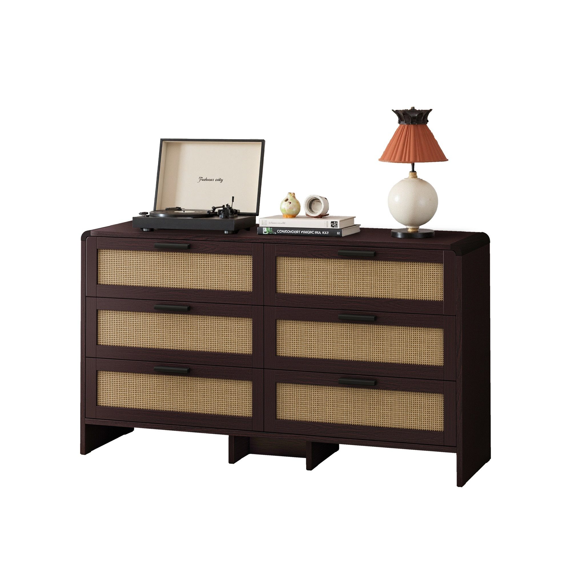 IDEASY Schubkastenkommode Bogenförmiger Rotang-Eckschrank 130cm, 6 Schubladen