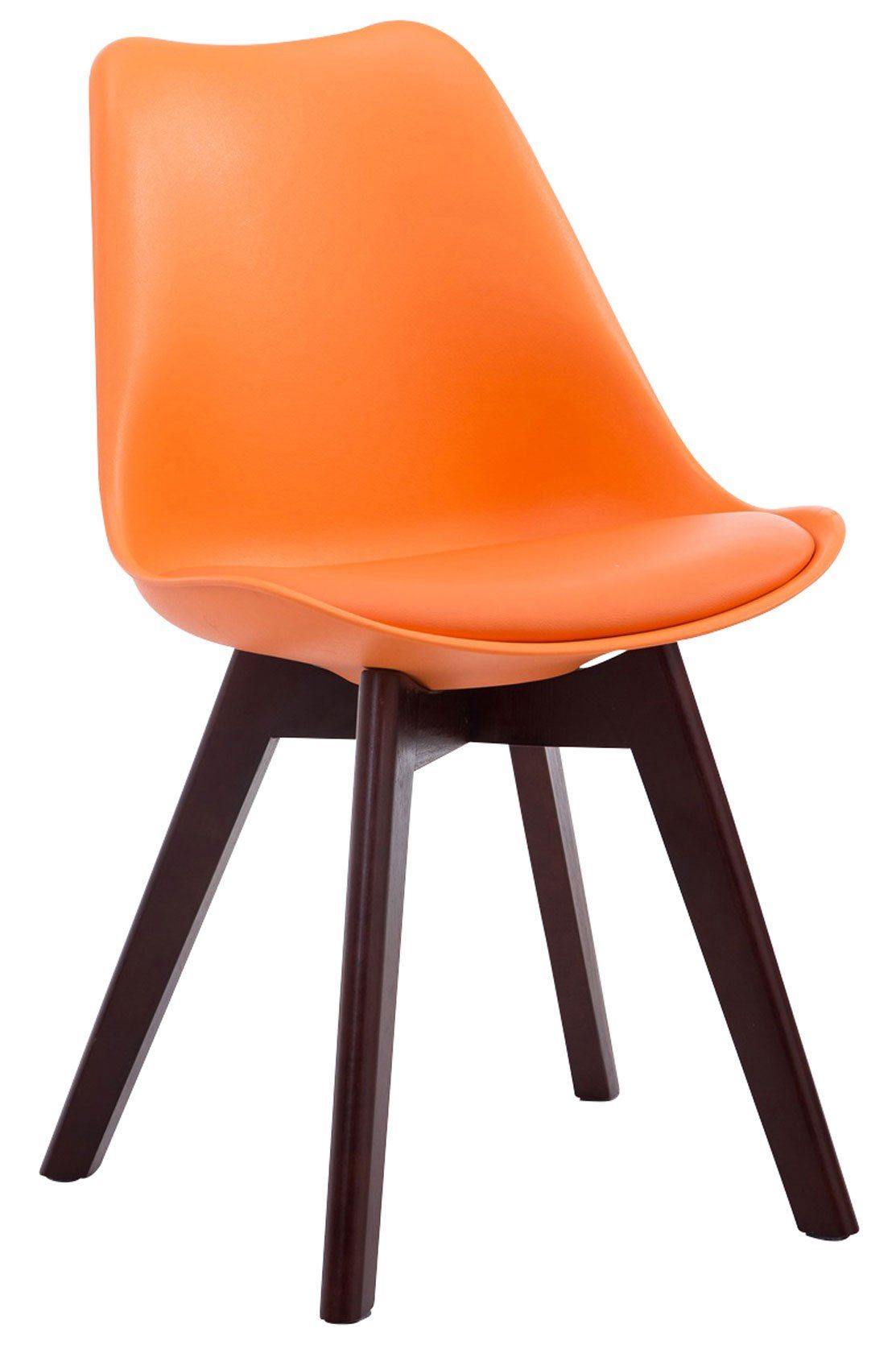 Konferenzstuhl Kunstleder mit Walnuss hochwertig Two Bornova - TPFLiving - orange Sitzfläche: Gestell: Wohnzimmerstuhl), Esszimmerstuhl - Sitzfläche - gepolsterter Buchenholz (Küchenstuhl Besucherstuhl