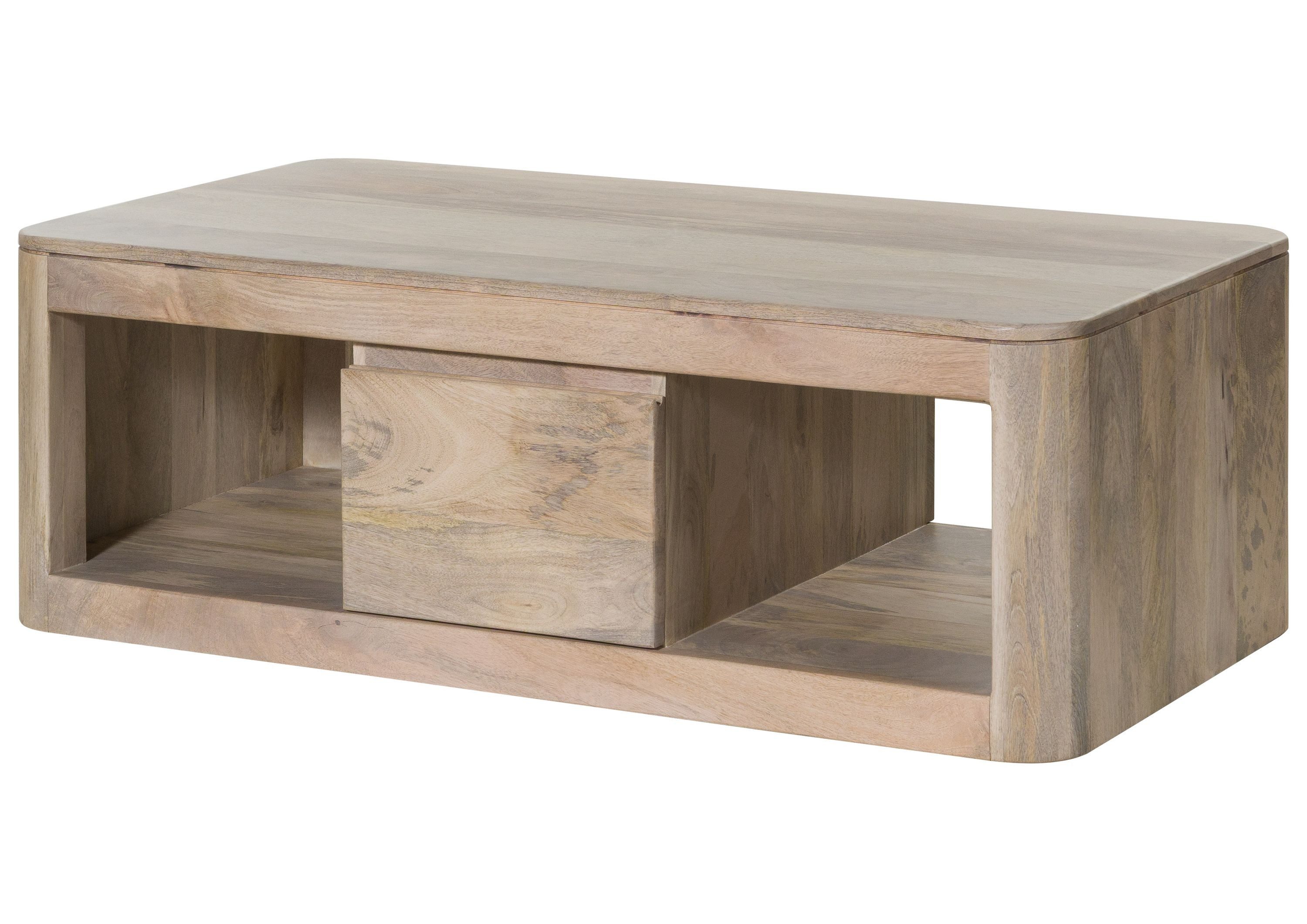 Massivmoebel24 Couchtisch TORONTO (Massivholz, Massivholztisch), Mango 118x65x40 weiß lackiert TORONTO #352