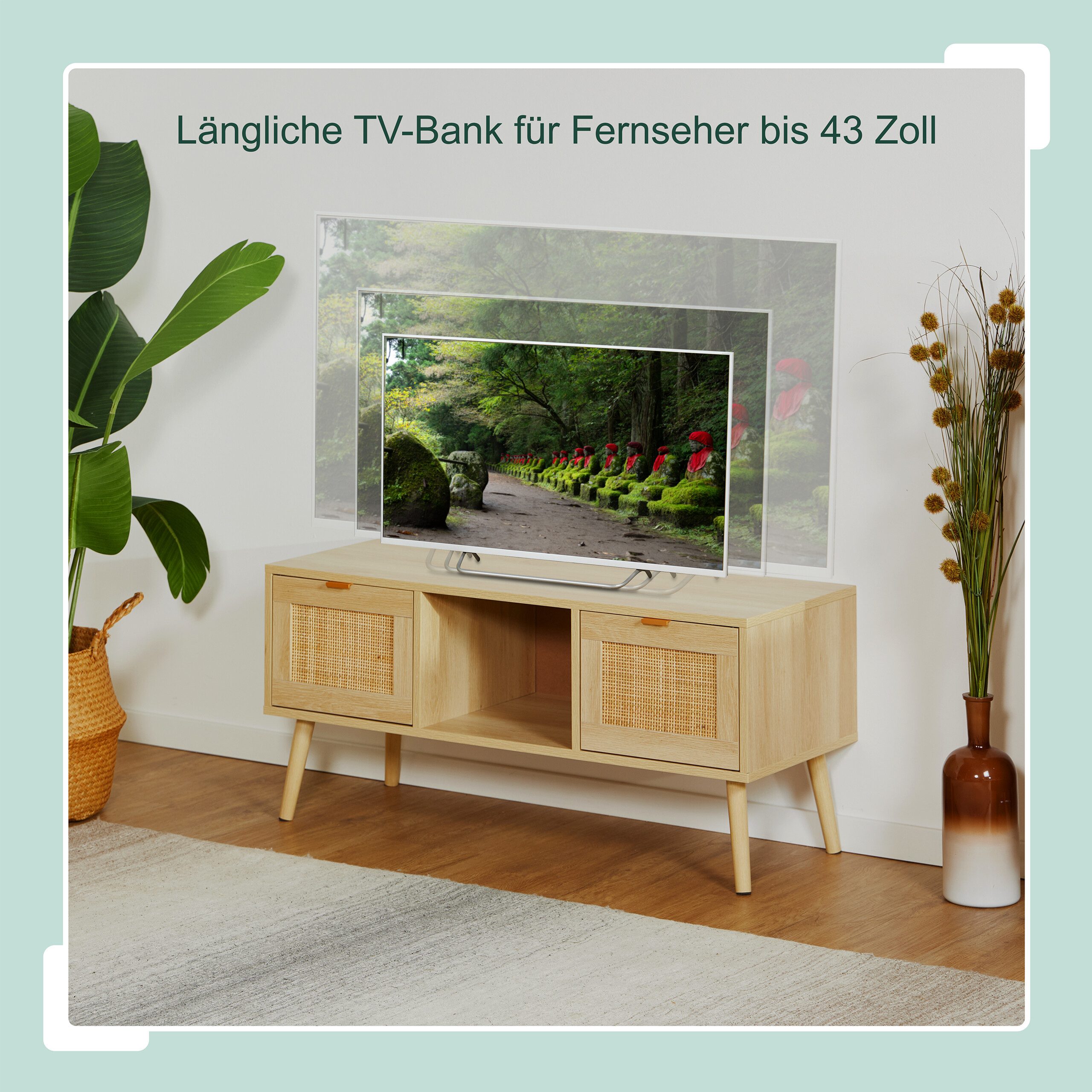 relaxdays TV-Board TV-Lowboard Rattan-Design (1 St) – Bild 3 von 5