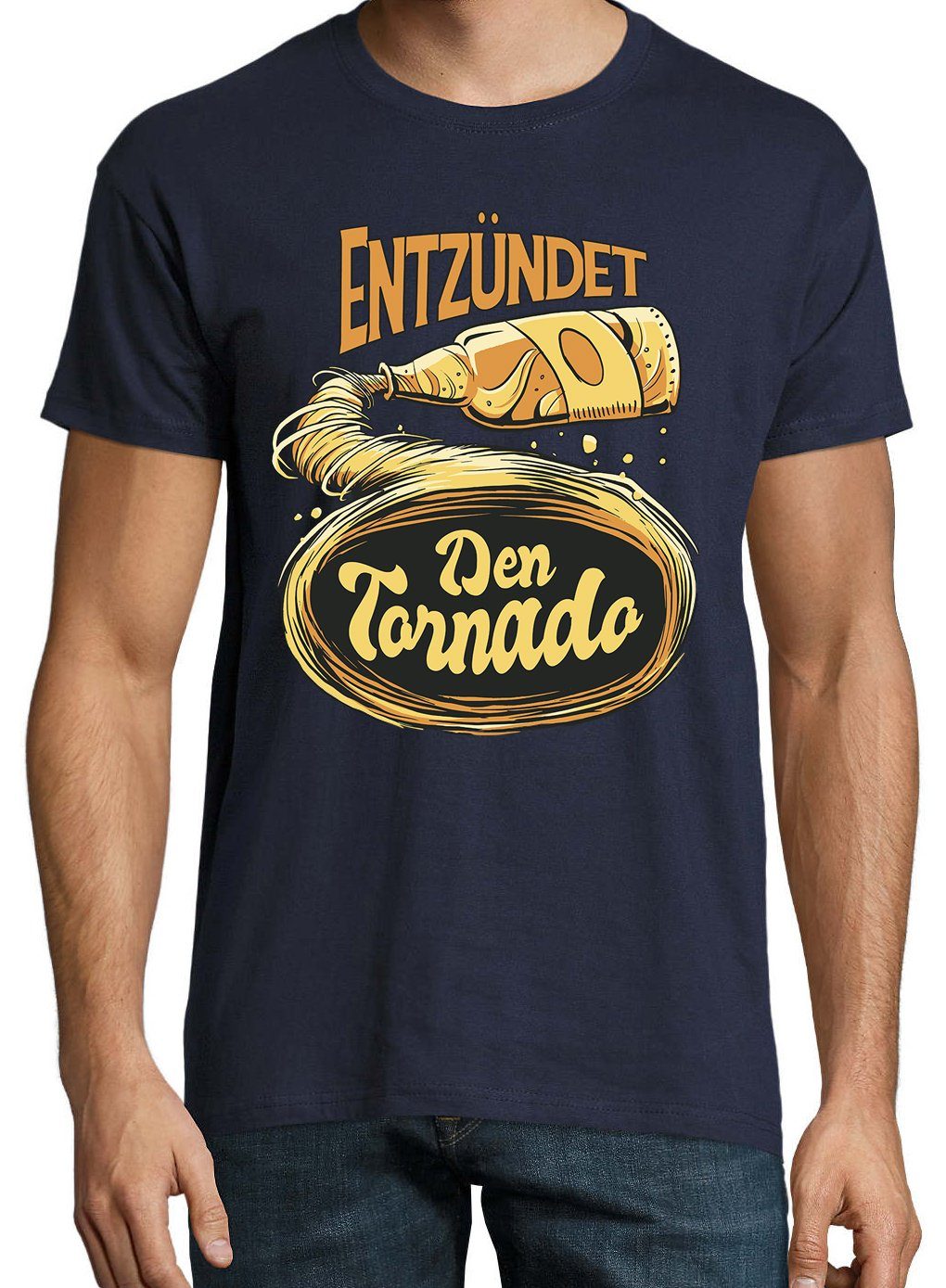 Navyblau Bier Entzündet T-Shirt Herren Tornado! Frontprint Designz Youth Den Shirt trendigem mit