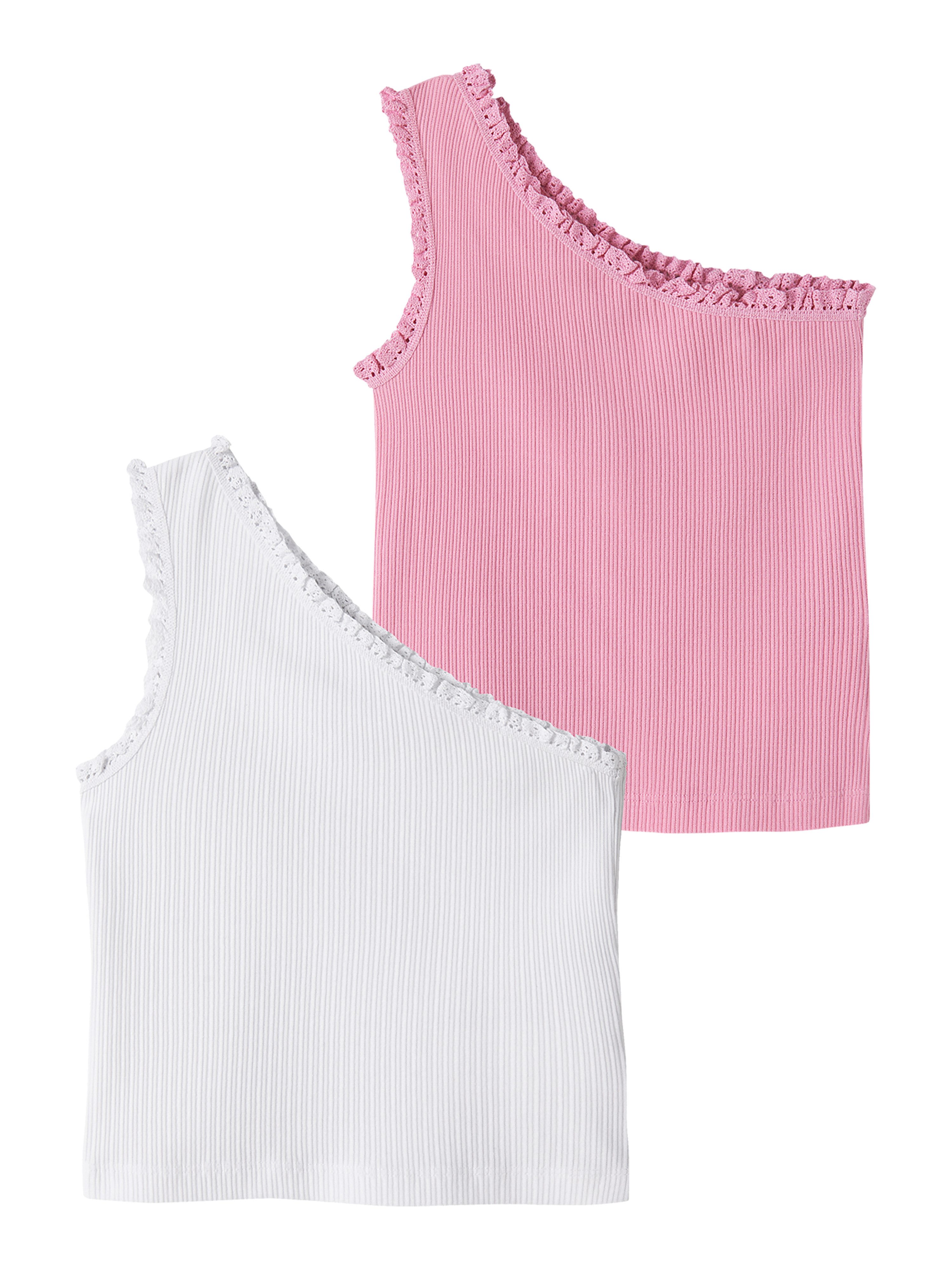 Name It One-Shoulder-Top NKFJABINA ONESHOULDER SHORT TOP 2P (Packung, 2-tlg) Baumwollmischung, slim fit