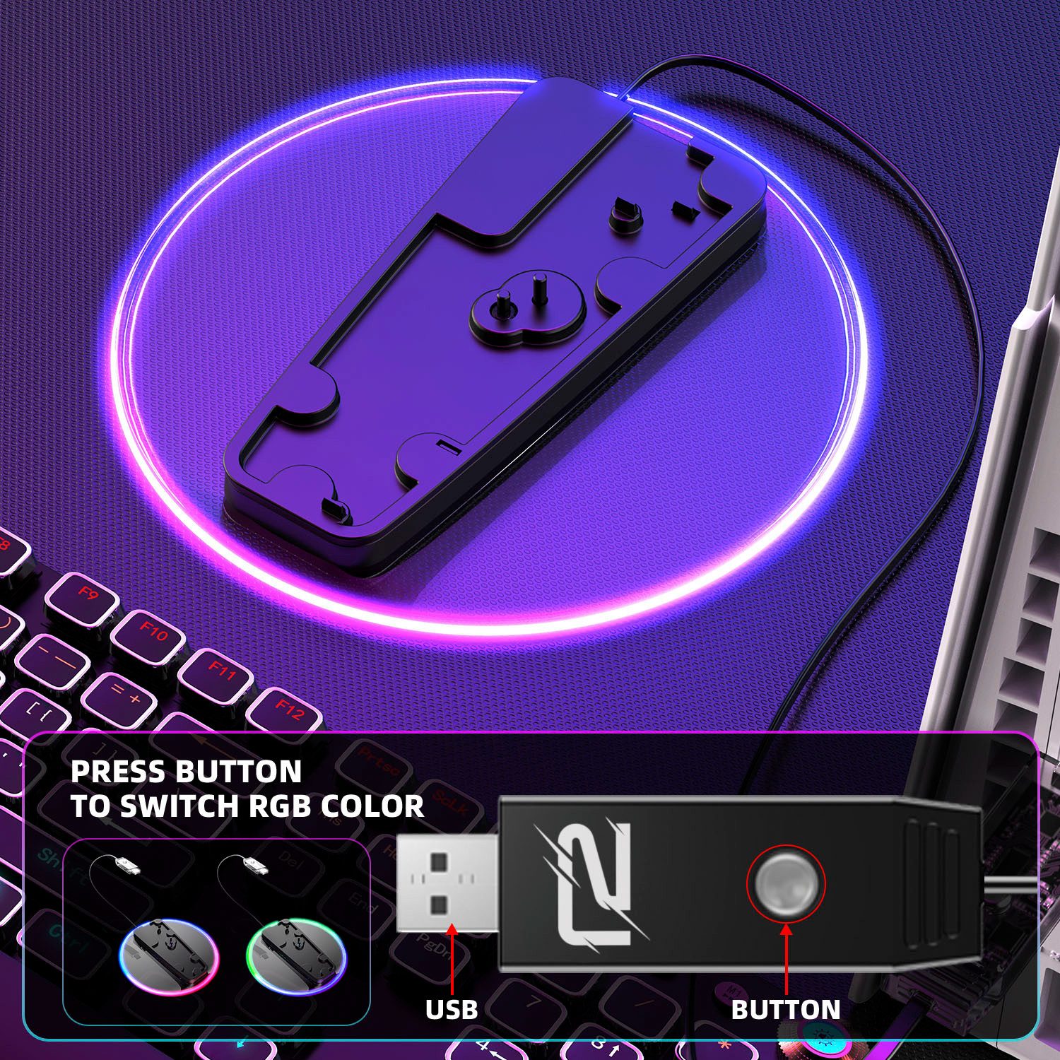 Ready2gaming Standfuß Transparenter Standfuß für die PlayStation 5 mit RGB Beleuchtung