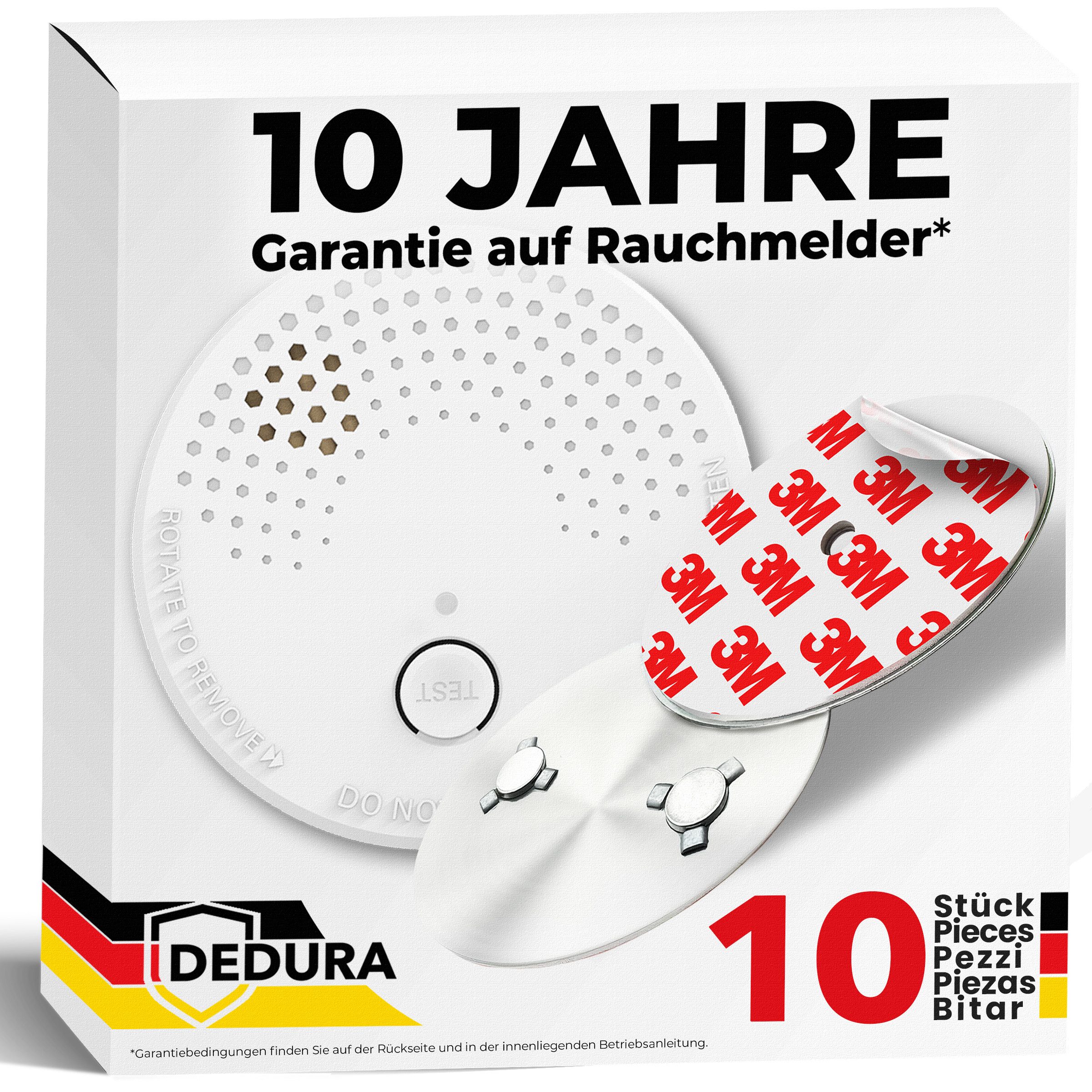 dedura Rauchmelder (Set inkl. Magnethalter mit 10 Jahre Garantie BSI Zertifiziert EN14604)