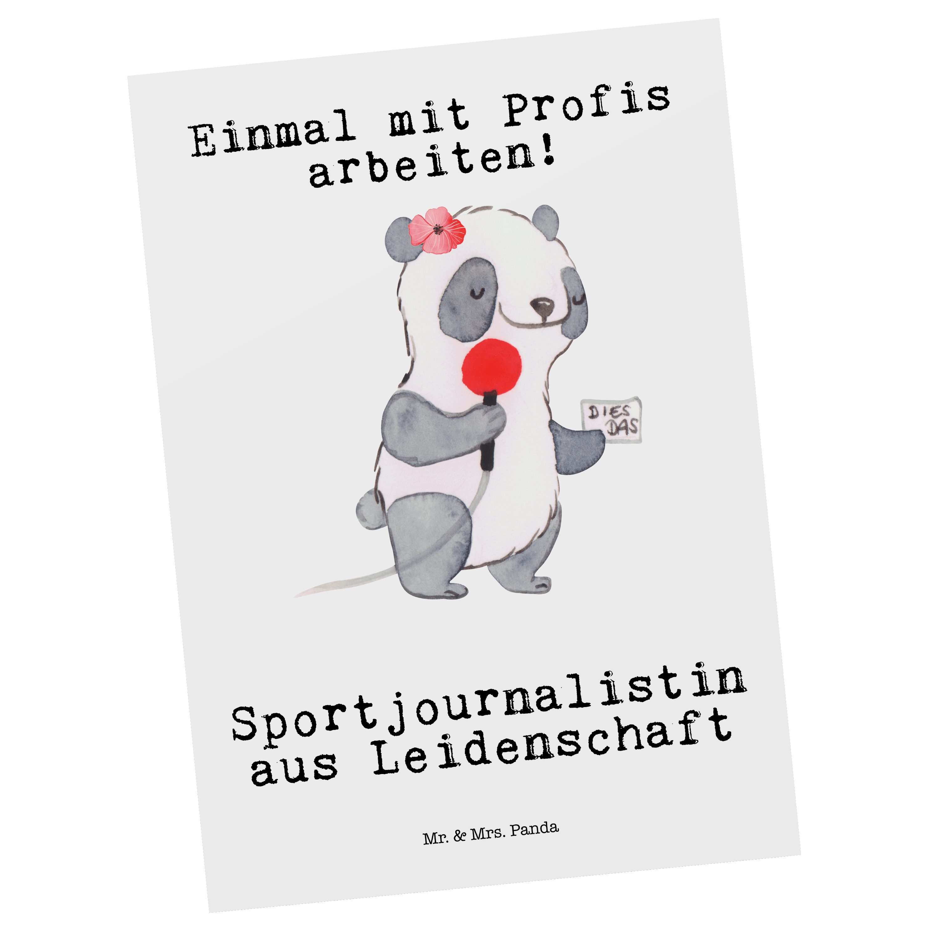 Mr. & Mrs. Panda Postkarte Sportjournalistin aus Leidenschaft - Weiß - Geschenk, Kollege, Firma