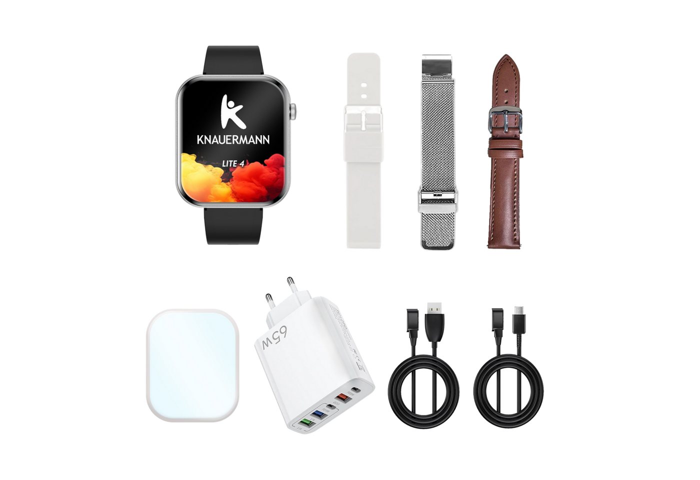 Knauermann Lite 4 (2026) Gesundheitsuhr mit GPS & Telefonfunktion Smartwatch, Bluetooth