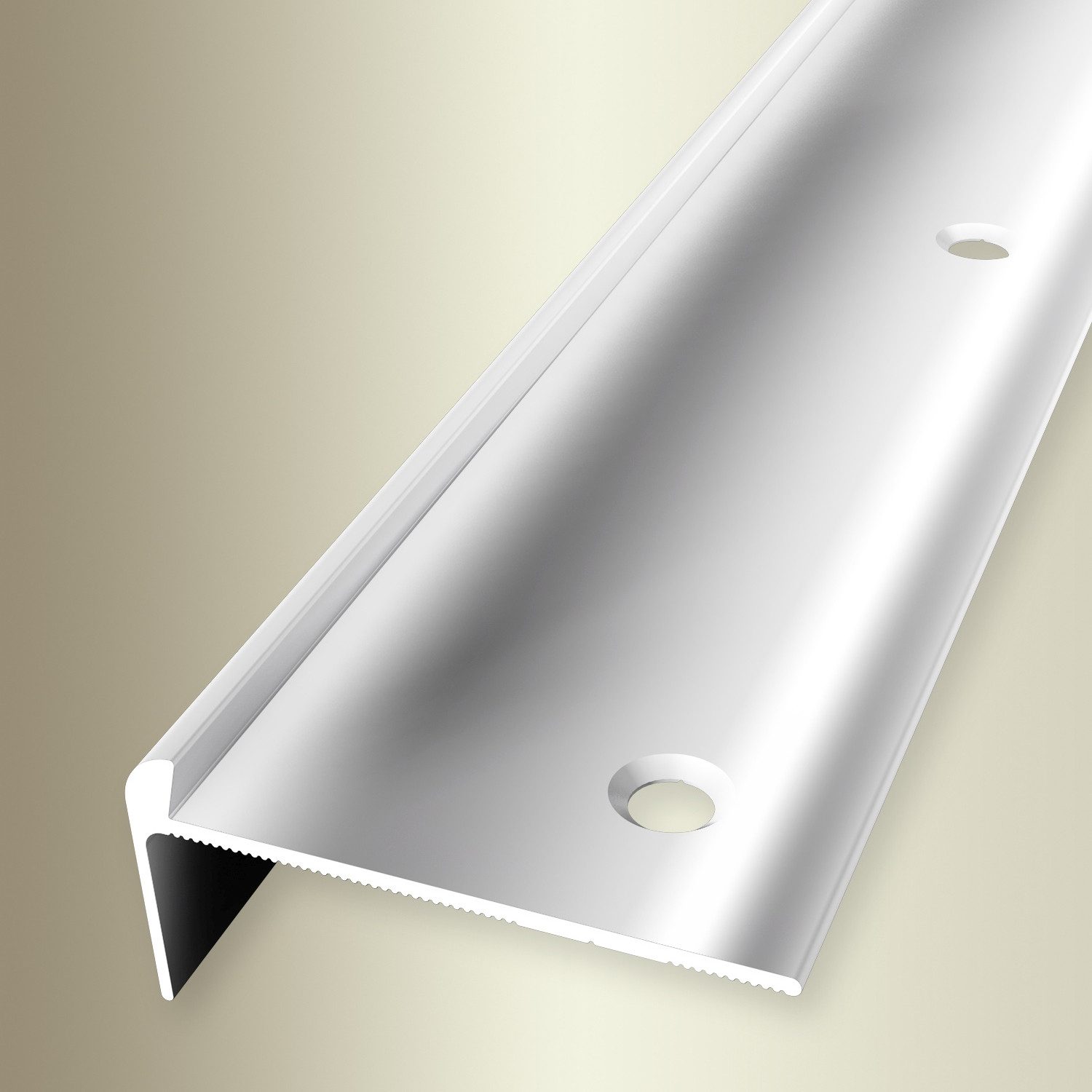 Küberit Treppenkantenprofil 21 x 48 x 2500 mm Winkelprofil Alu poliert Gebohrt Aluminium