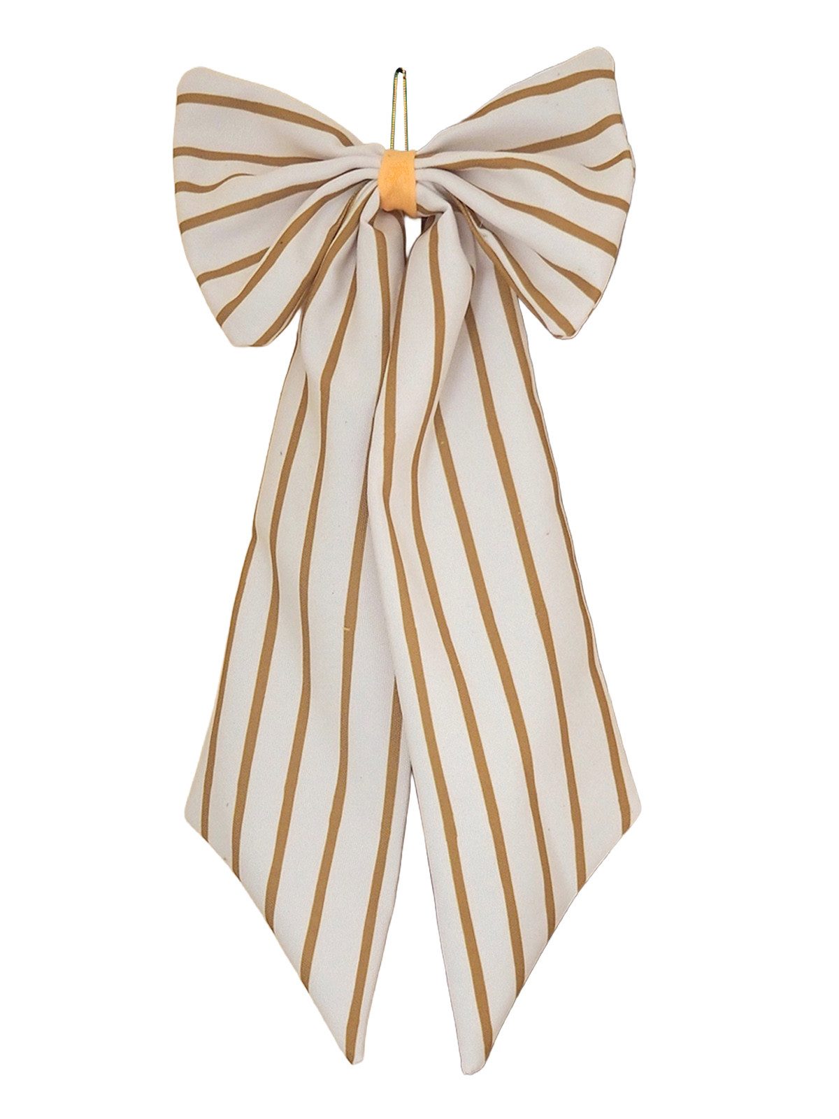 coopz Weihnachtsbaumschleife Weihnachtsschmuck Schleife creme/messing schmal gestreift