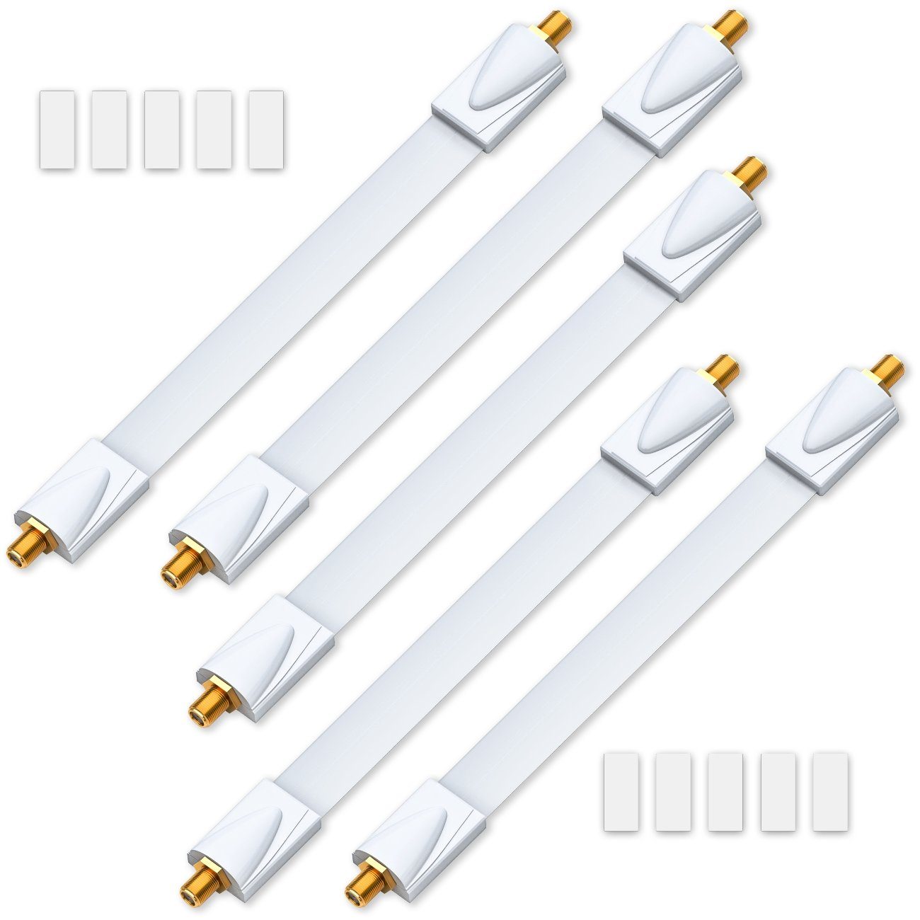 deleyCON deleyCON 5x Fensterdurchführungen SAT Kabel 17cm flexibel / 26cm SAT-Kabel