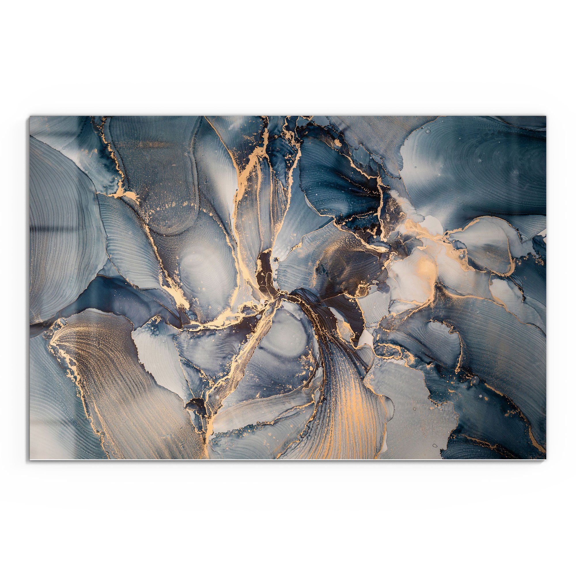 DEQORI Glasbild 'Marmor-Farbspiel mit Gold', 'Marmor-Farbspiel günstig online kaufen
